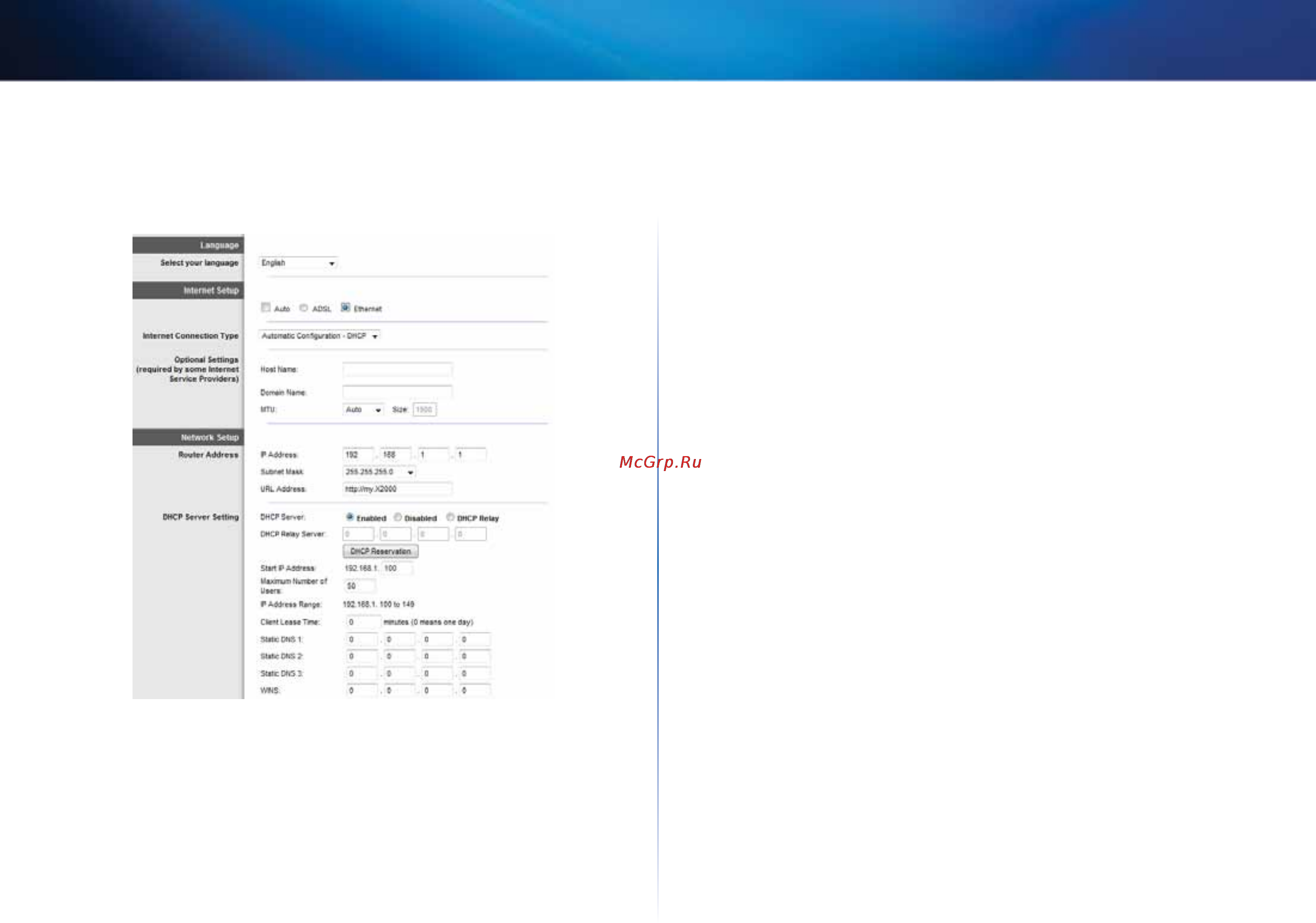 Linksys X2000 [80/237] Modo ethernet