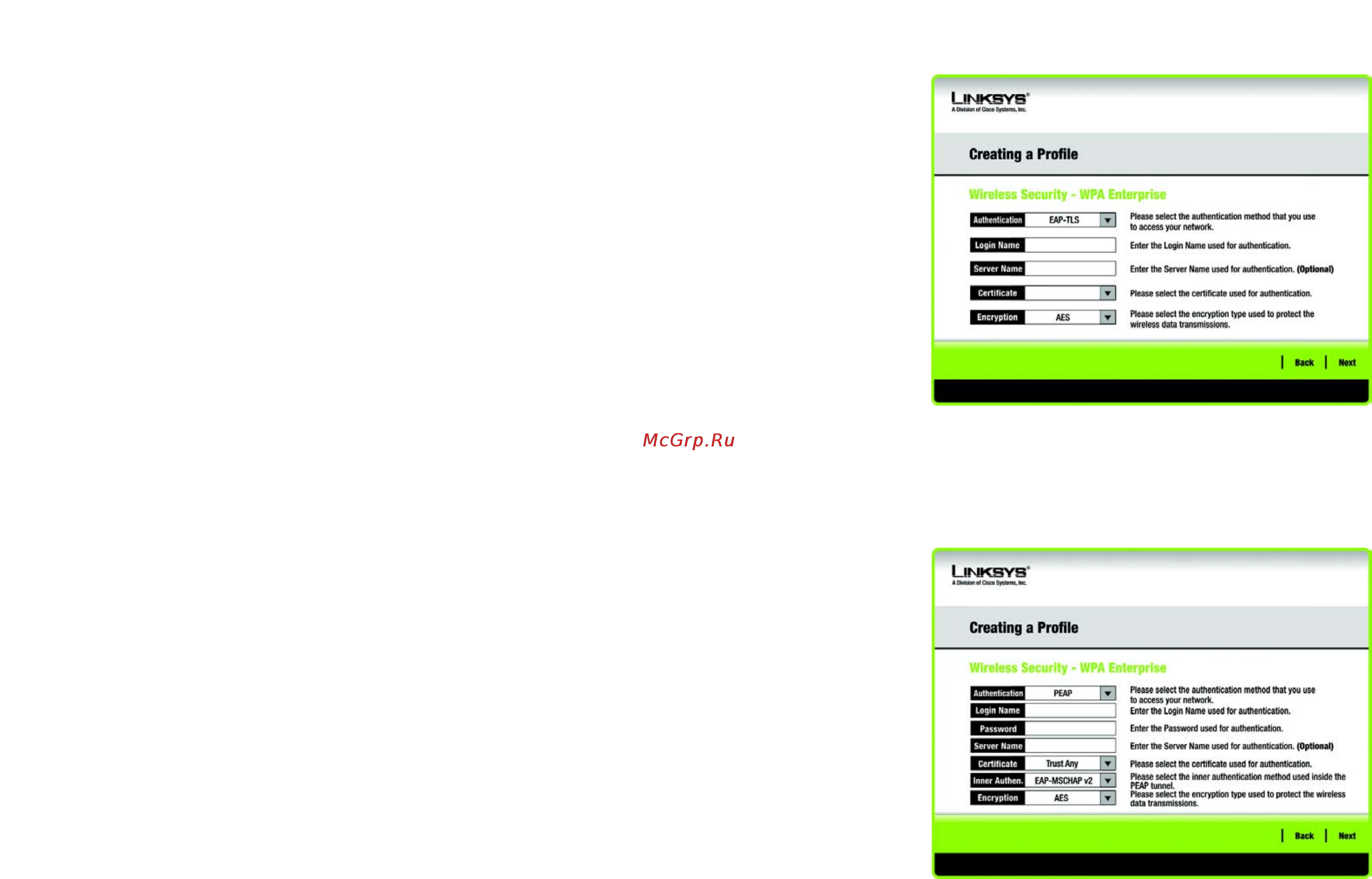 Linksys WPC54GR [101/198] Wpa enterprise wpa enterprise