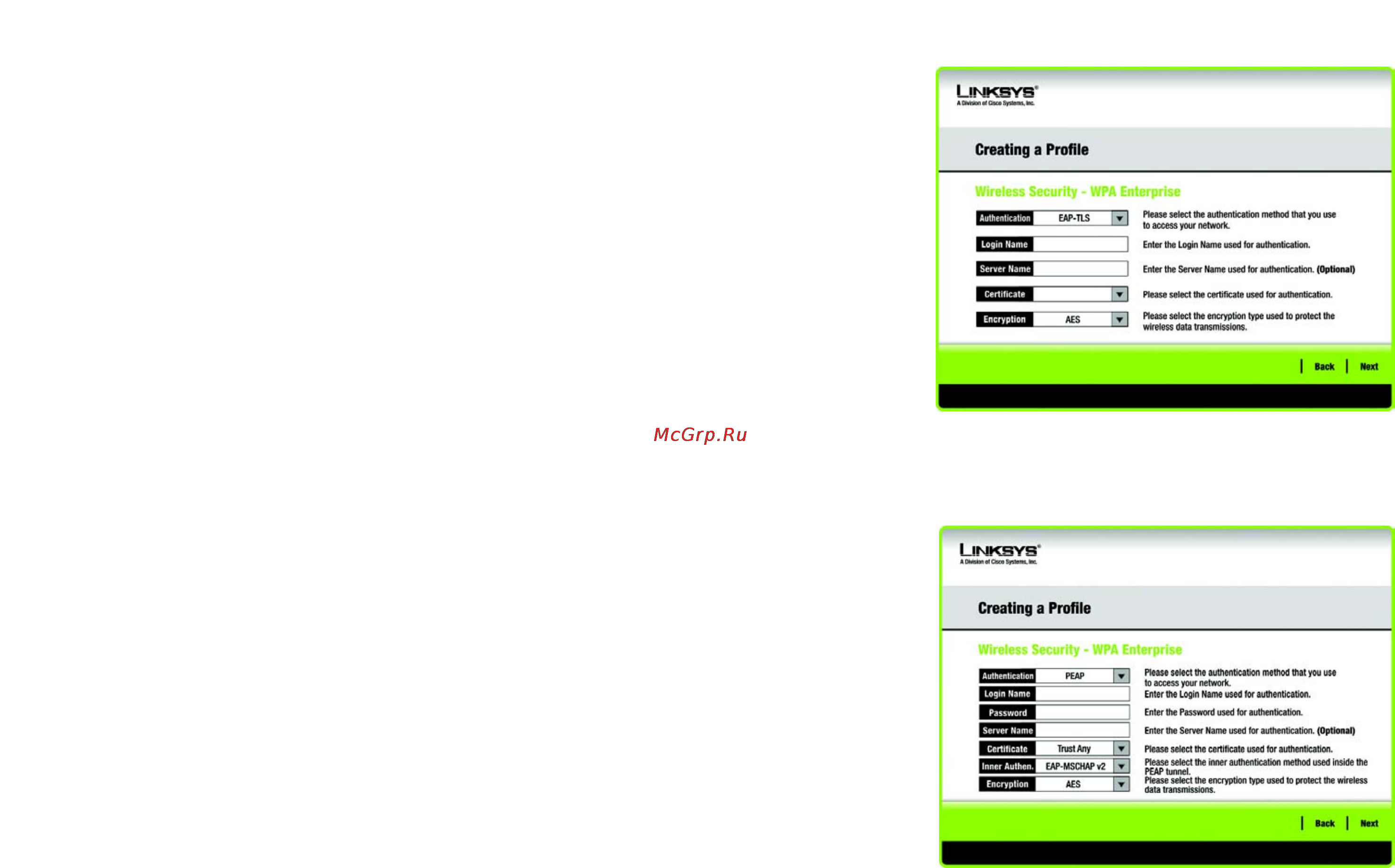 Linksys WPC54GR [19/198] Wpa enterprise