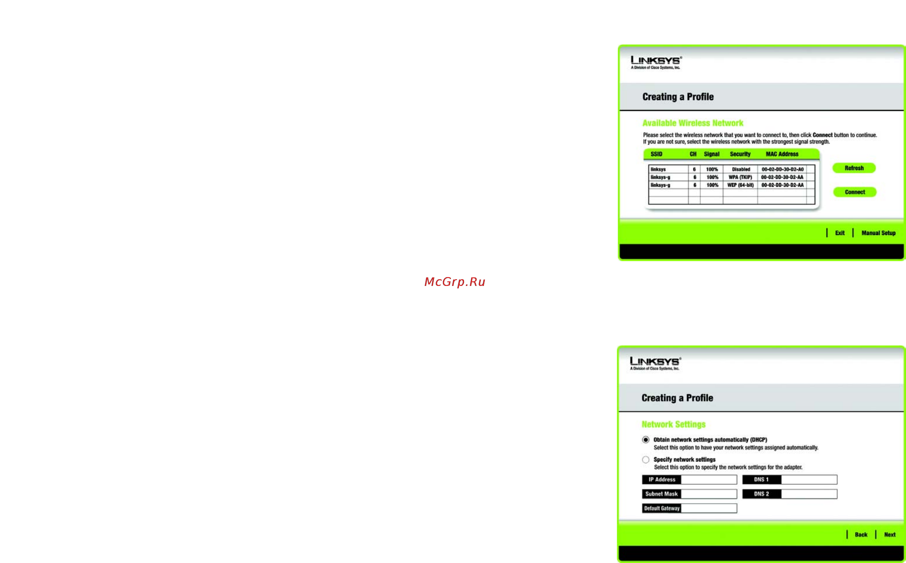 Linksys WPC54GR [29/198] Manual setup