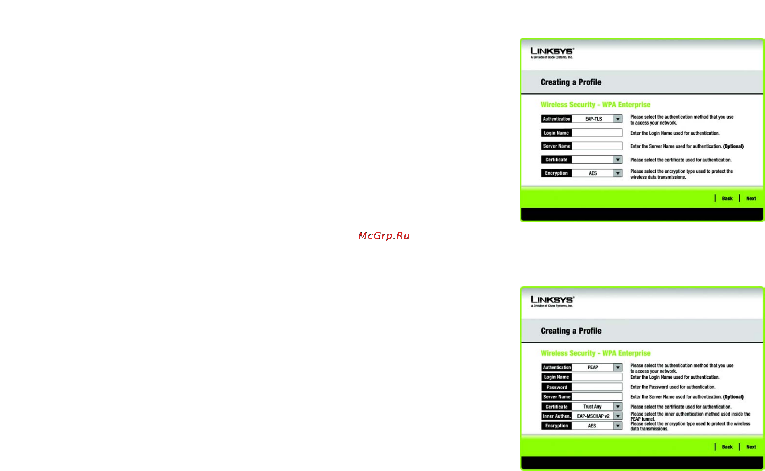 Linksys WPC54GR [33/198] Wpa enterprise