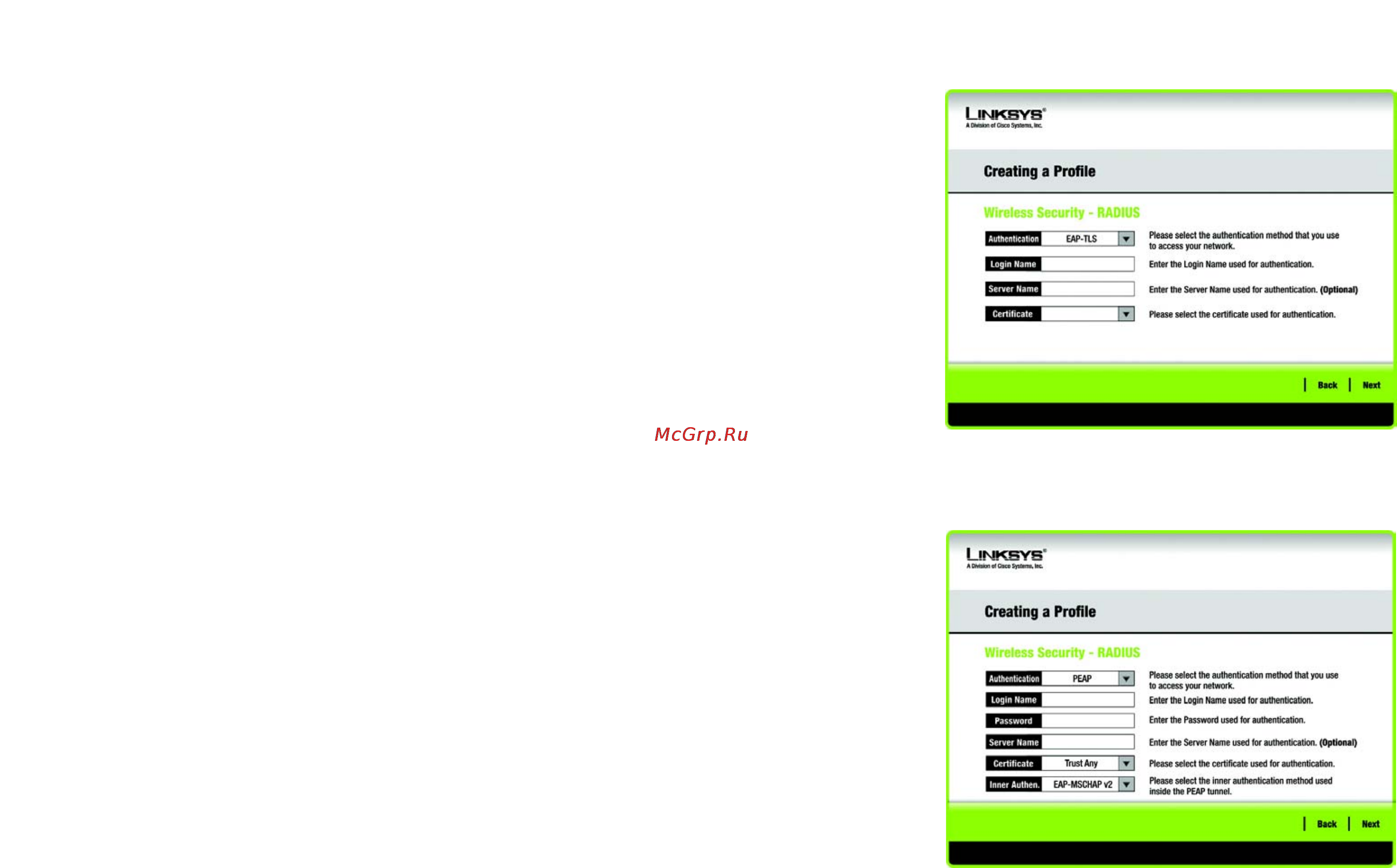 Linksys WPC54GR [34/198] Radius