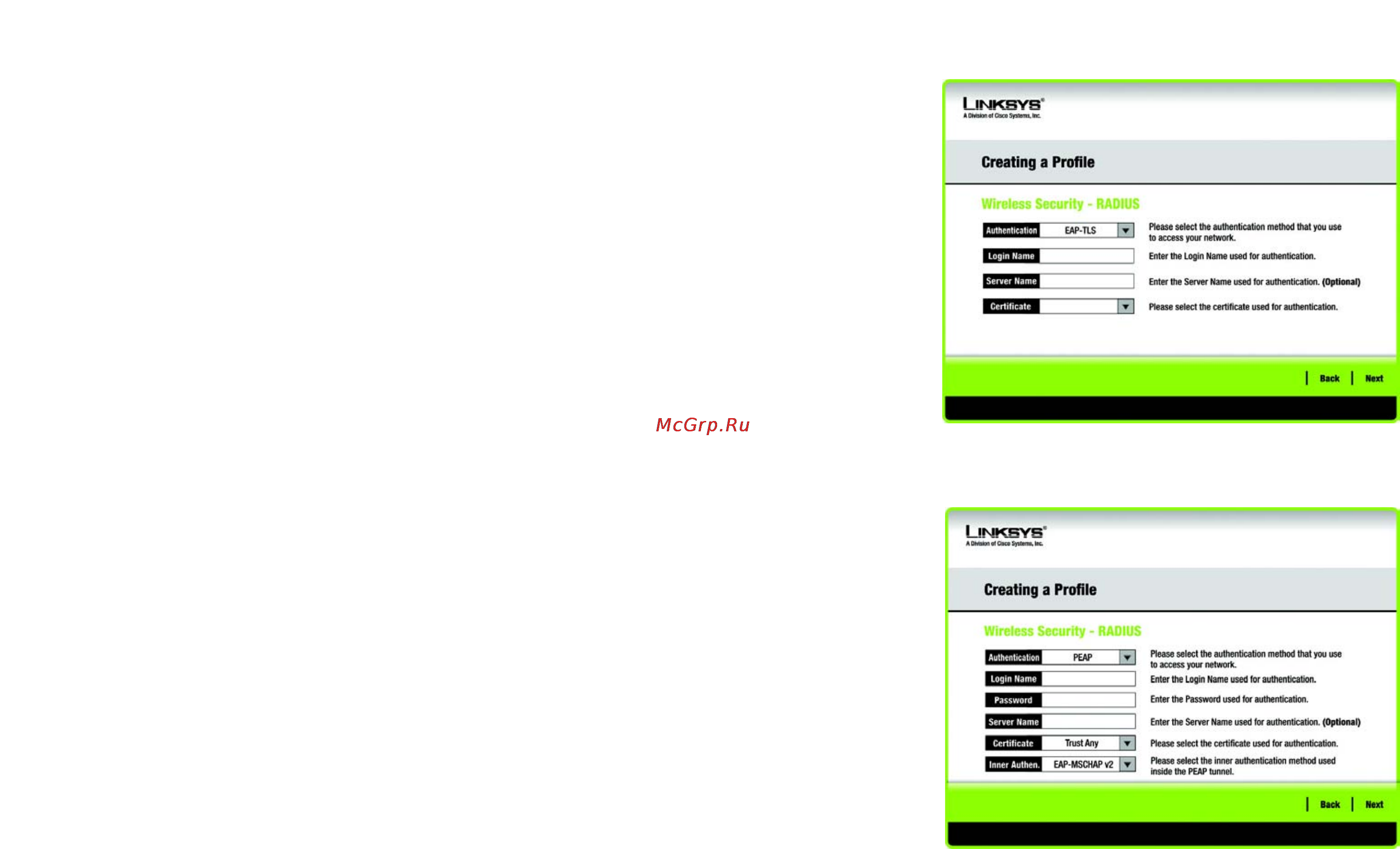 Linksys WPC54GR [87/198] Radius