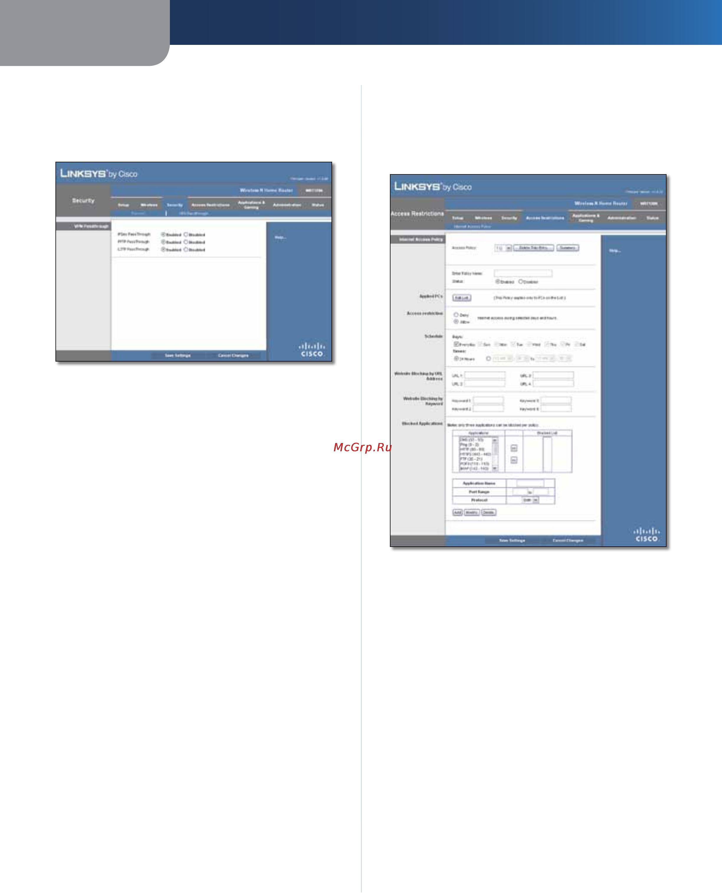 Linksys WRT120N [80/472] Sicherheit vpn passthrough