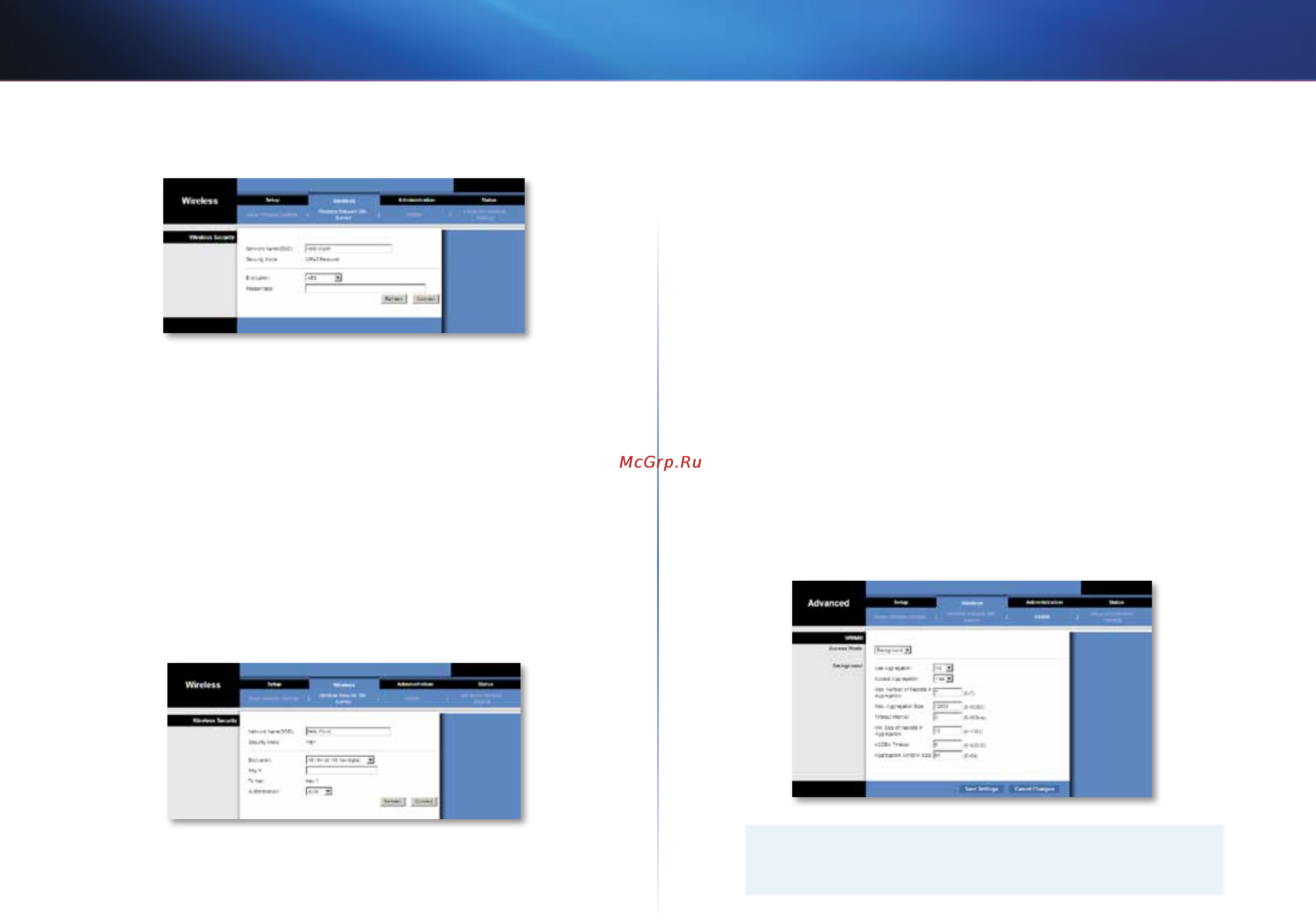 Linksys WES610N [117/546] Avanceret konfiguration