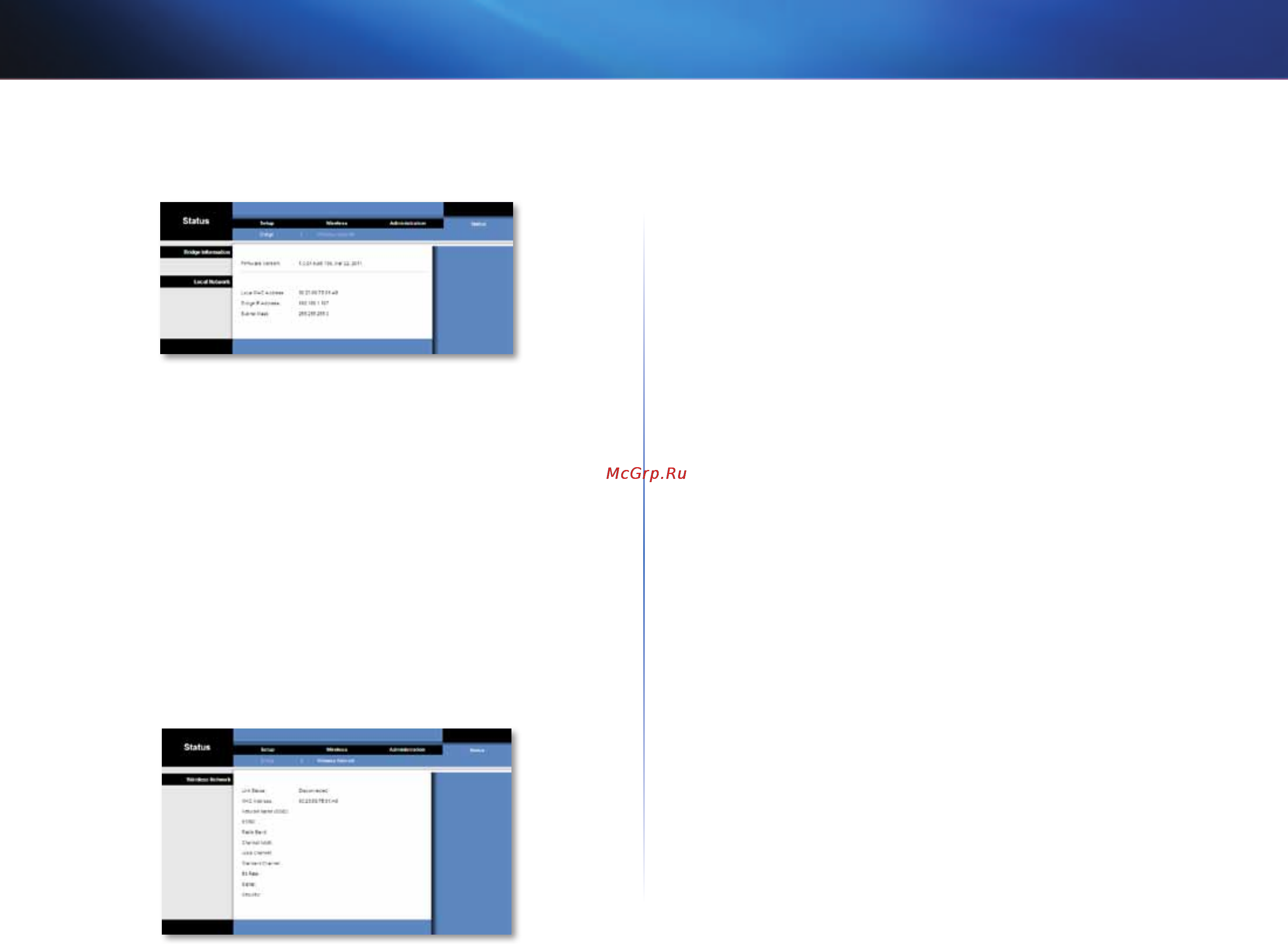 Linksys WES610N [164/546] Status tila bridge silta