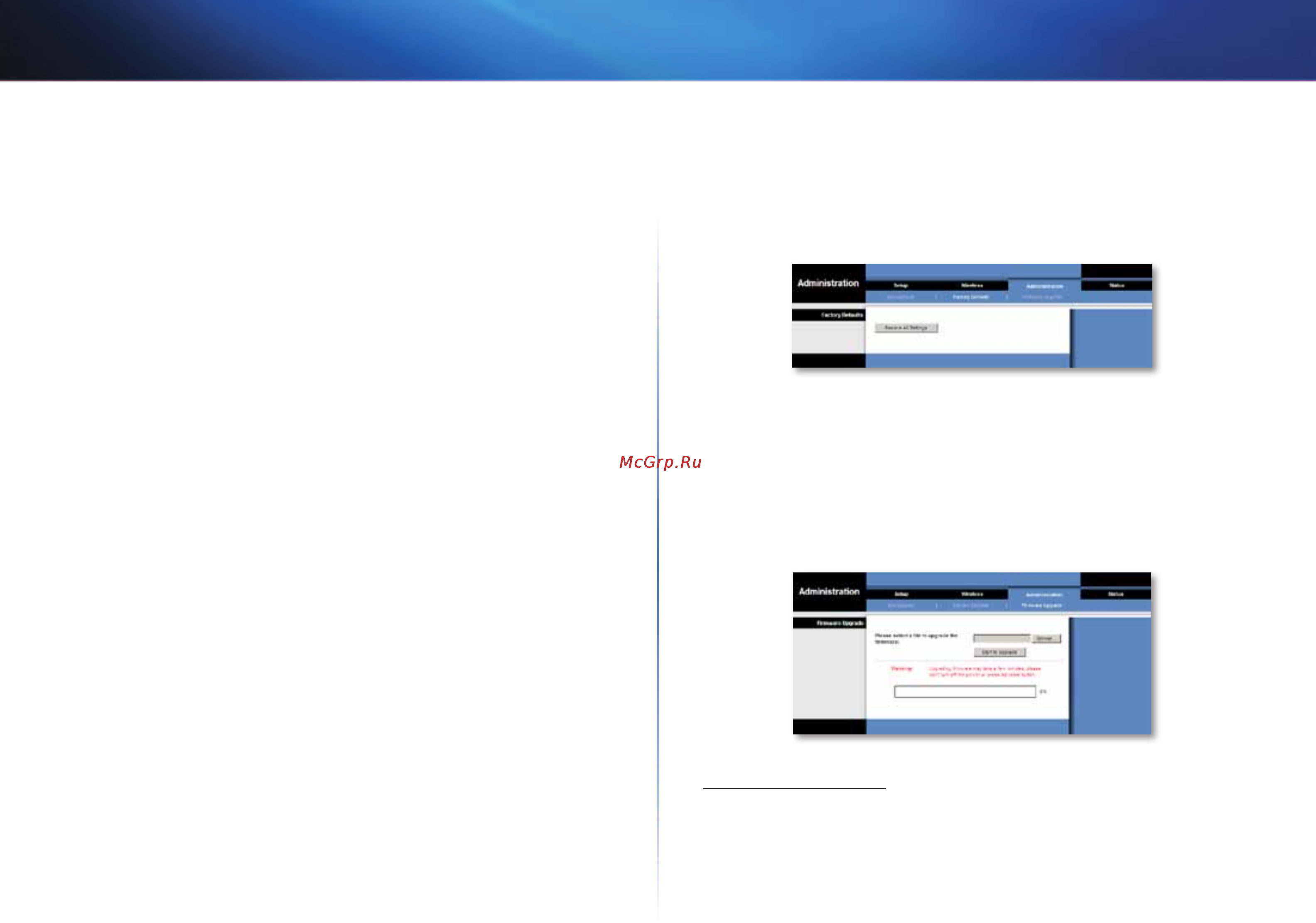Linksys WES610N [310/546] Administration administratie factory defaults fabrieksinstellingen