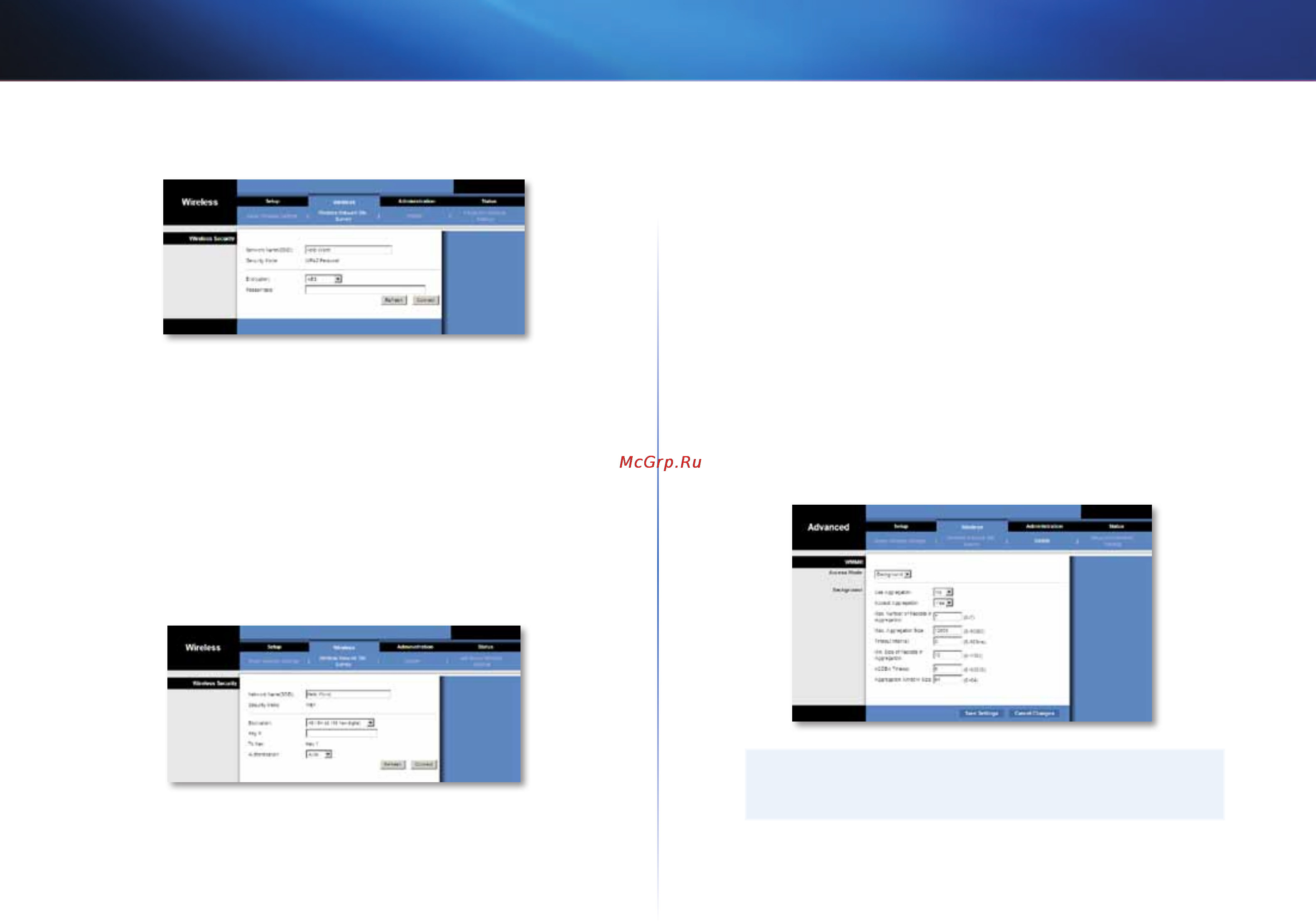 Linksys WES610N [327/546] Avansert konfigurasjon