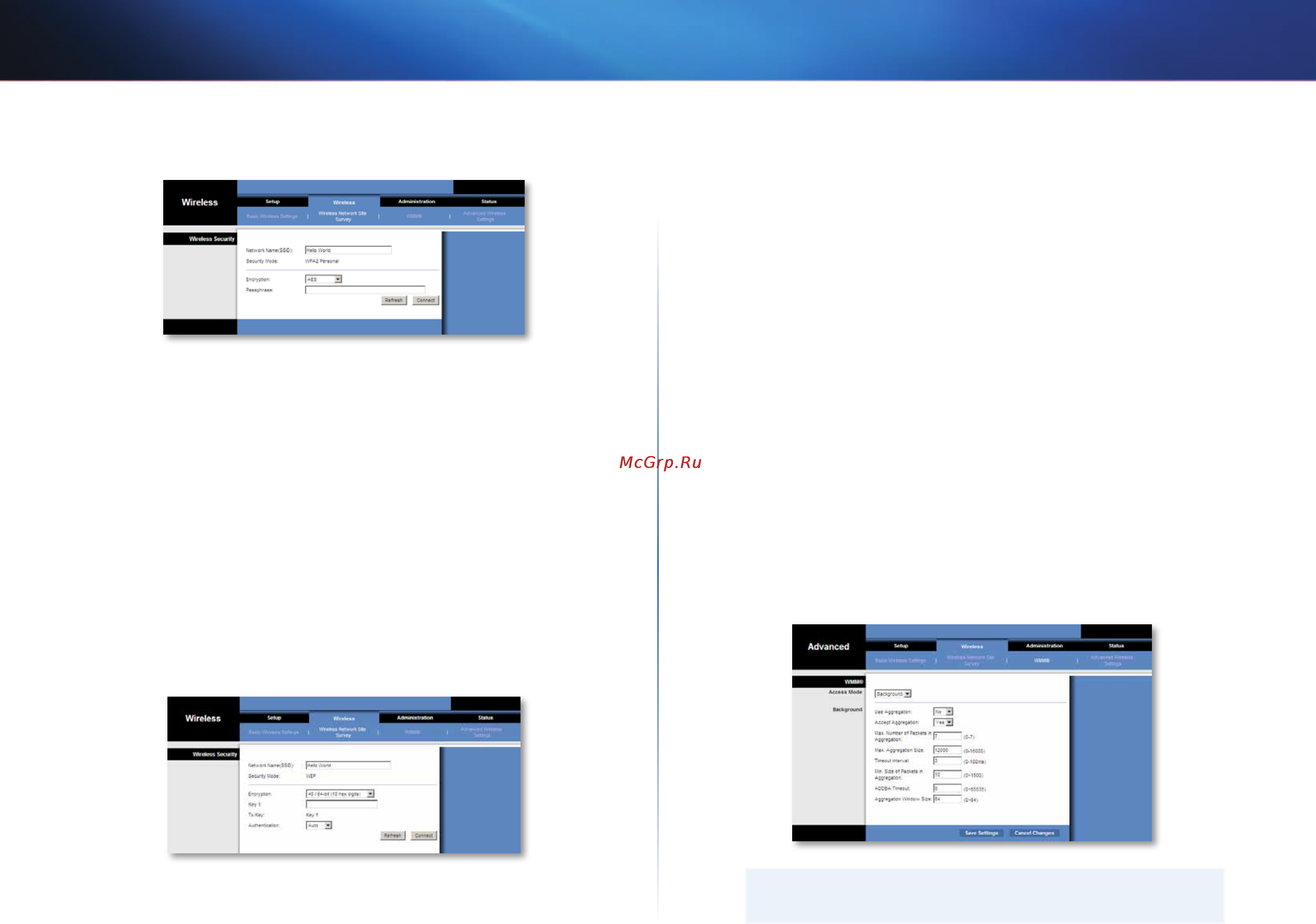 Linksys WES610N [474/546] Wireless ระบบไร สาย wmm
