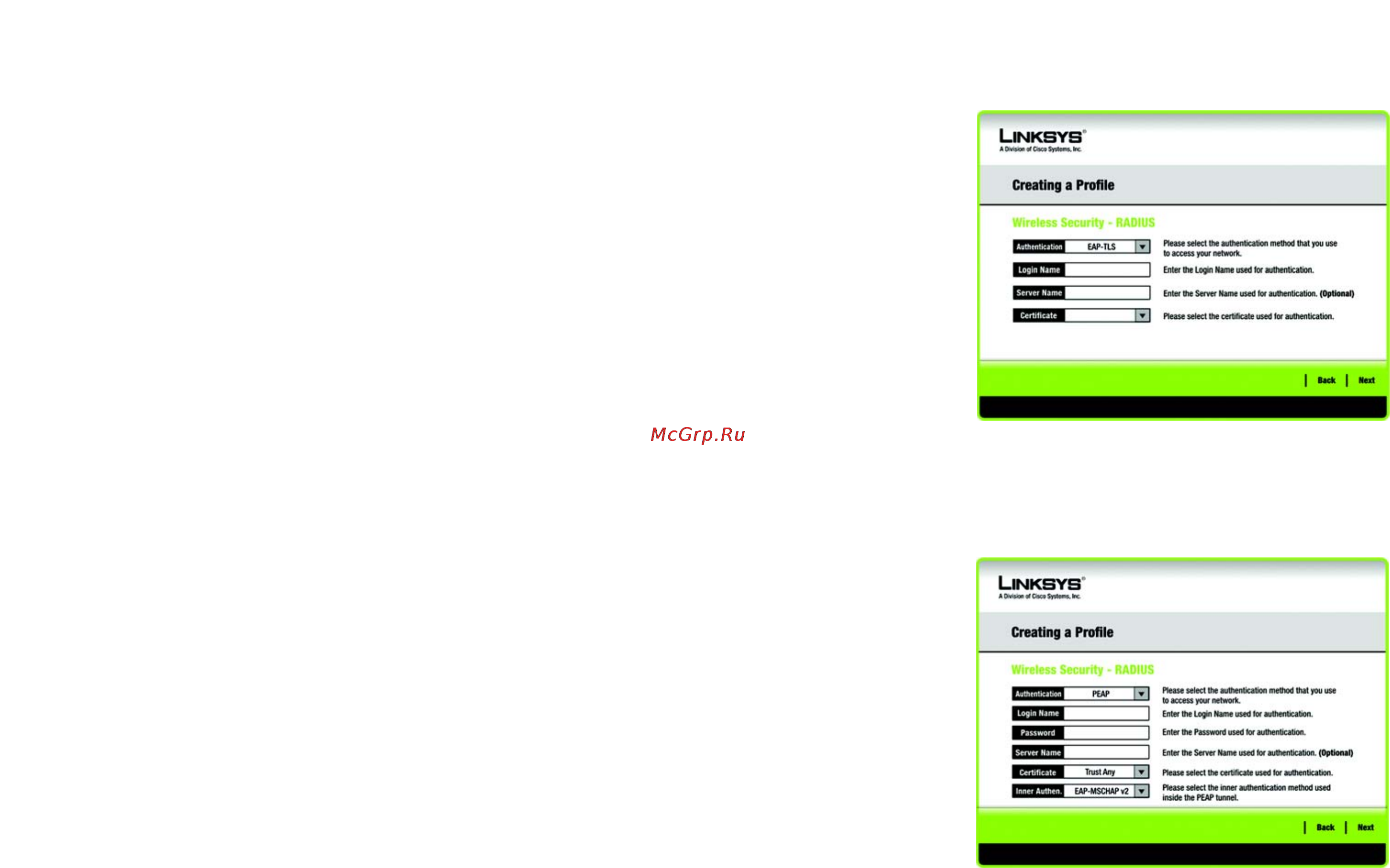 Linksys WPC300N [32/65] Radius
