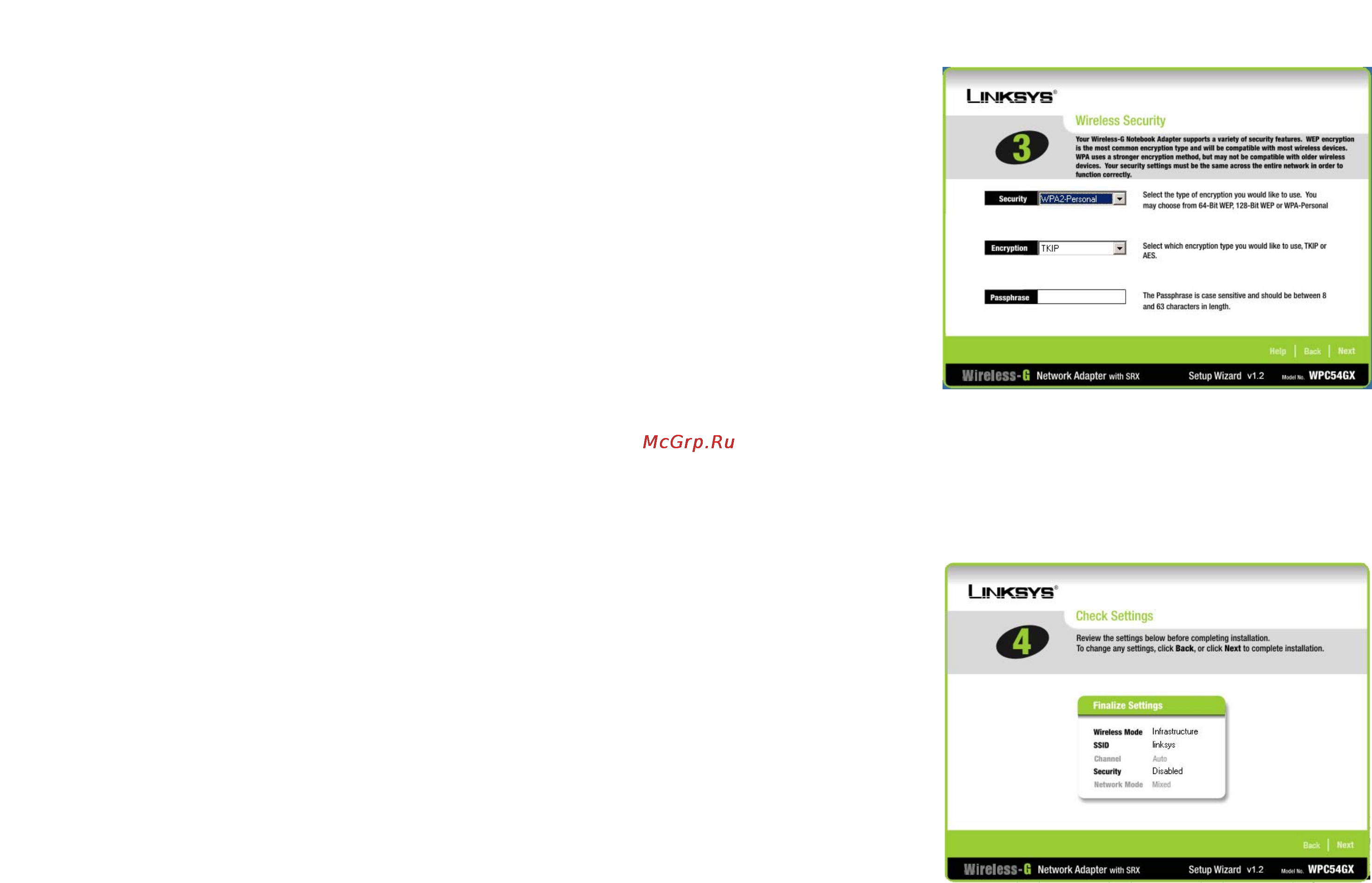 Linksys WPC54GX Инструкция по эксплуатации онлайн [14/51] 46320