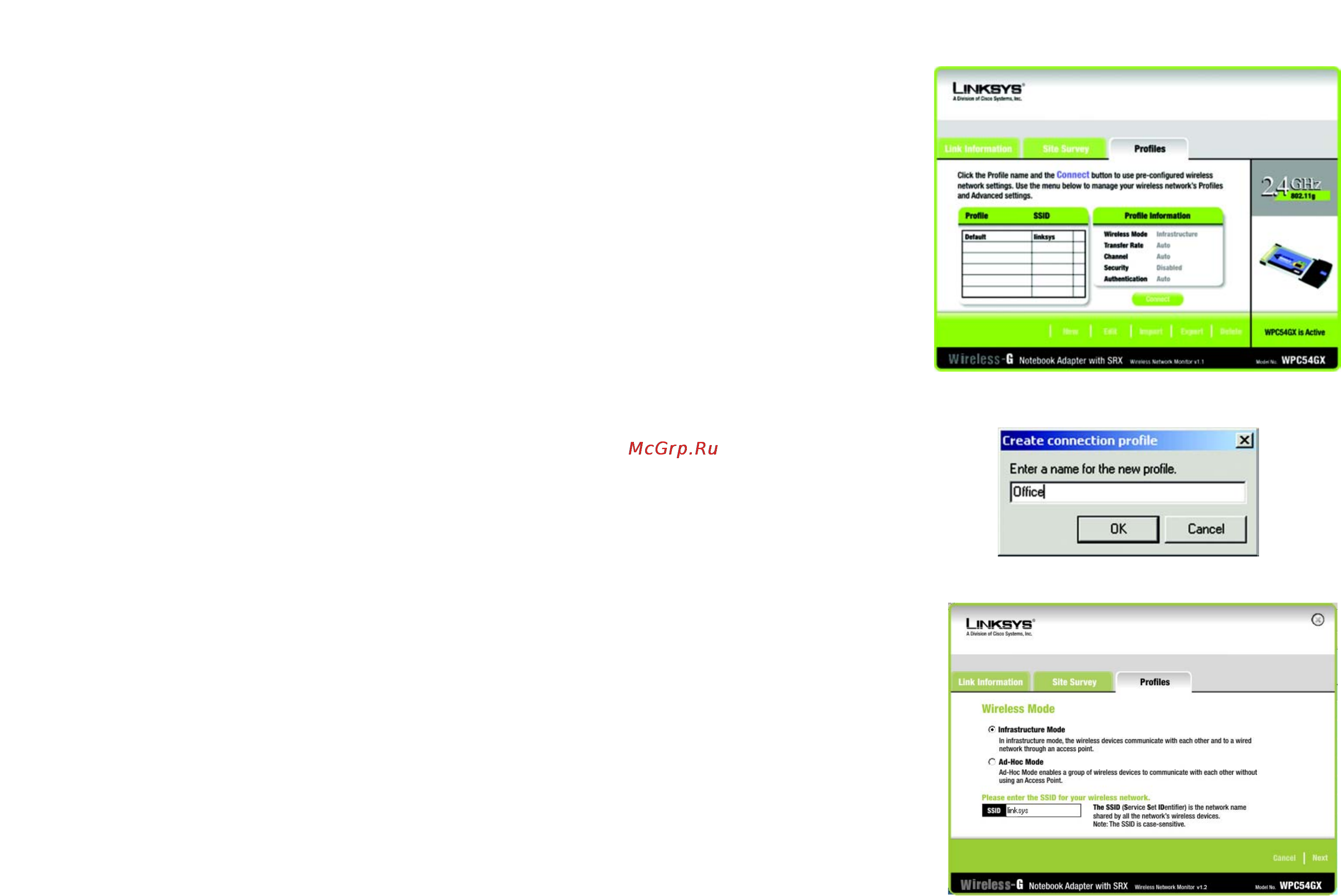 Linksys WPC54GX [21/51] Creating a new profile