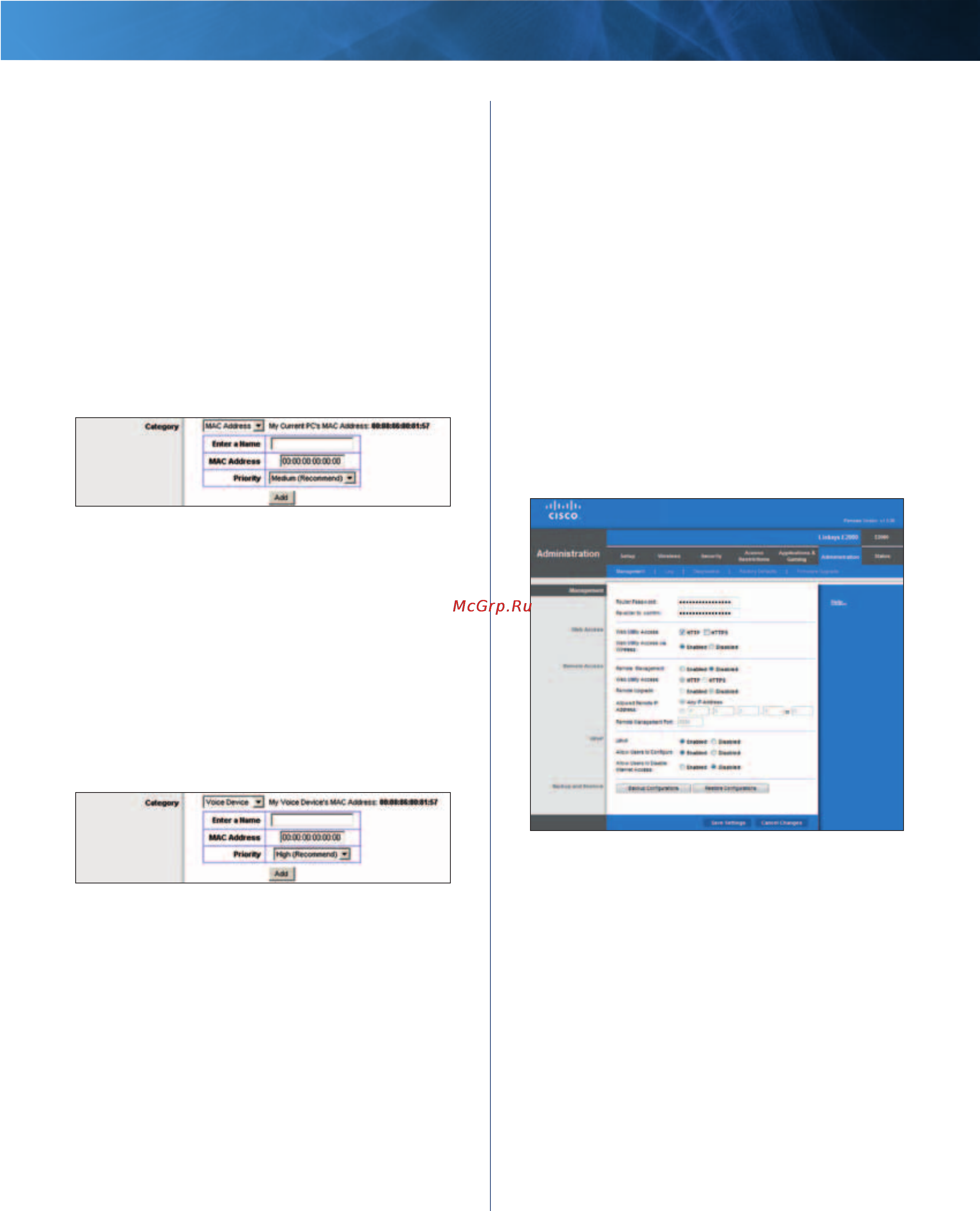 Linksys E2000 [33/59] Administration management