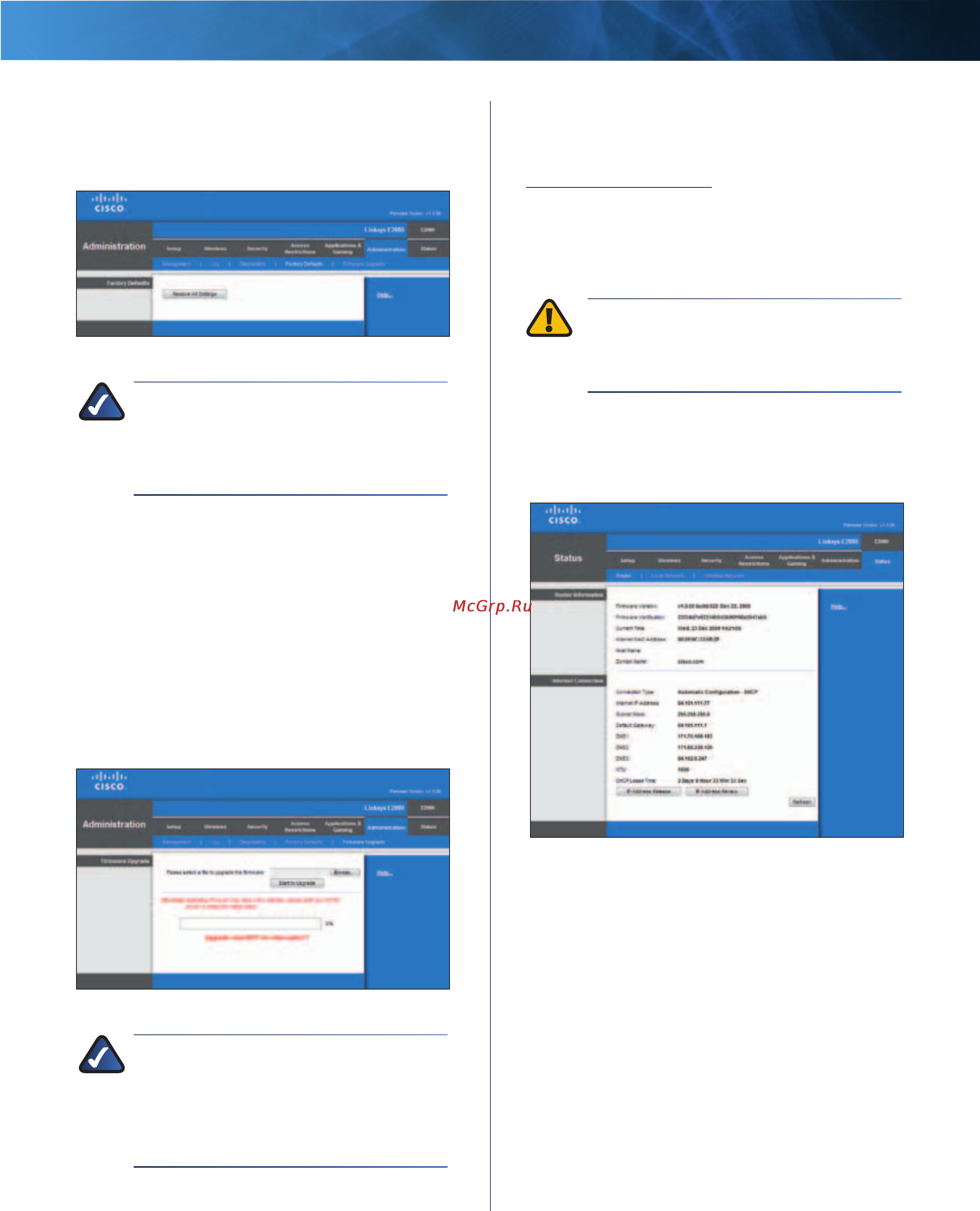 Linksys E2000 [36/59] Administration factory defaults