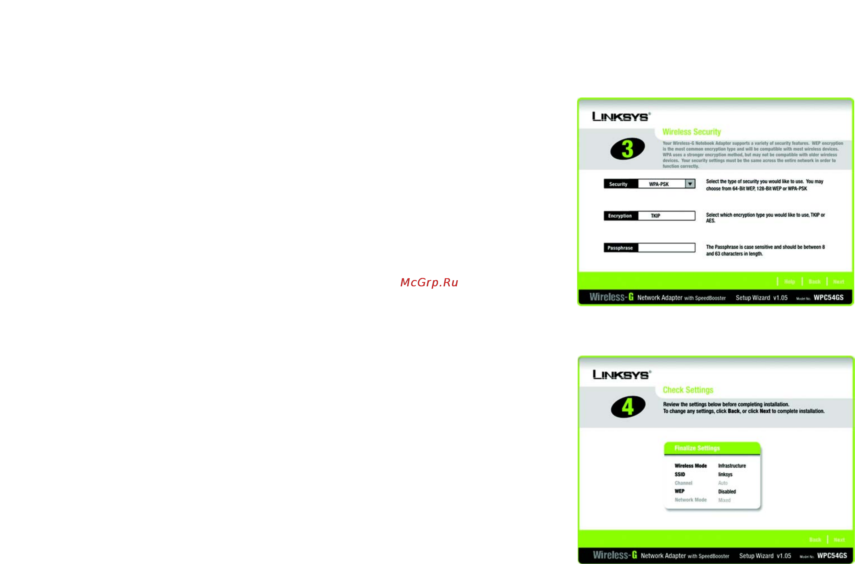 Linksys WPC54GS Инструкция по эксплуатации онлайн [15/54] 46330