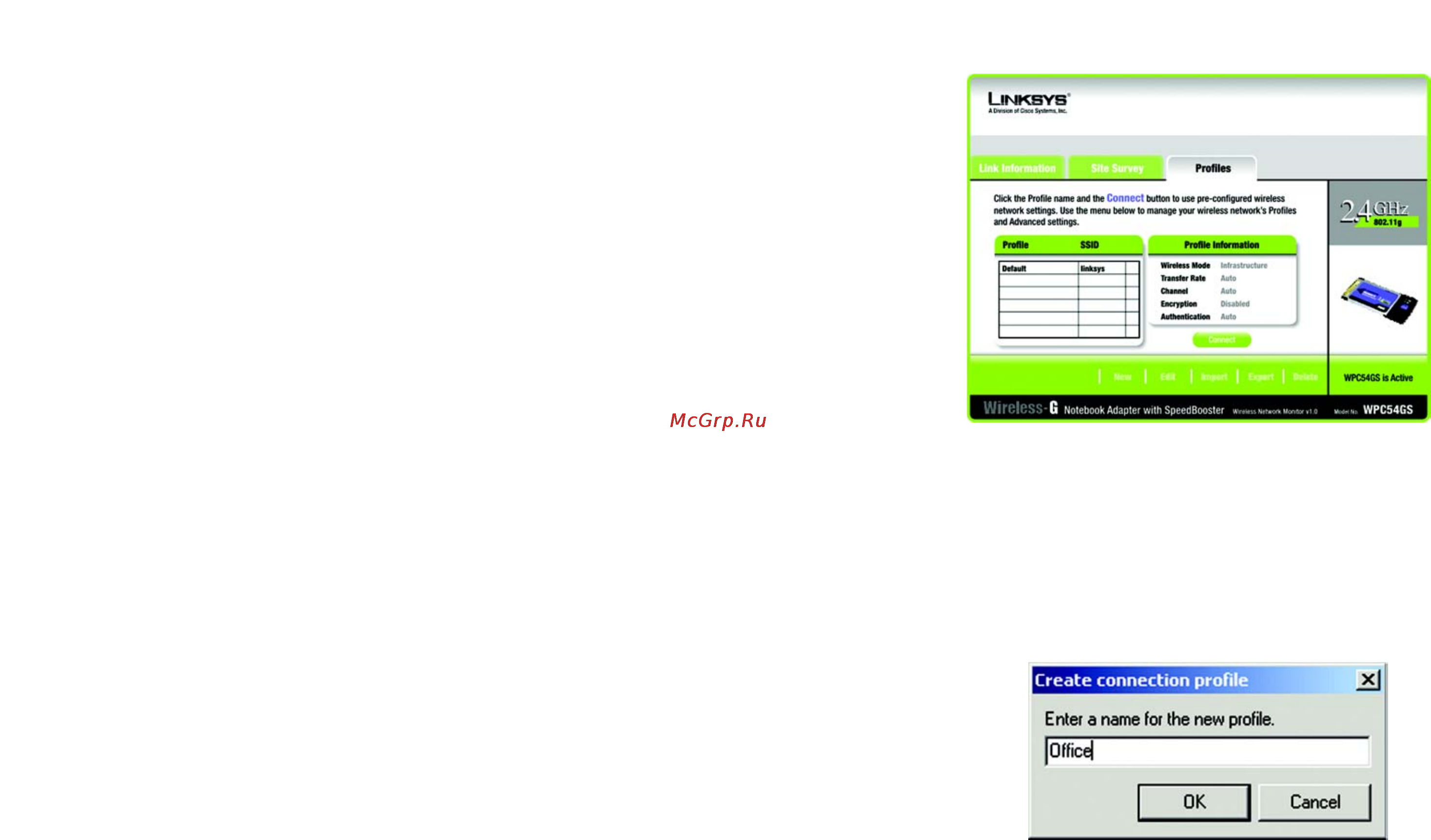 Linksys WPC54GS [23/54] Creating a new profile
