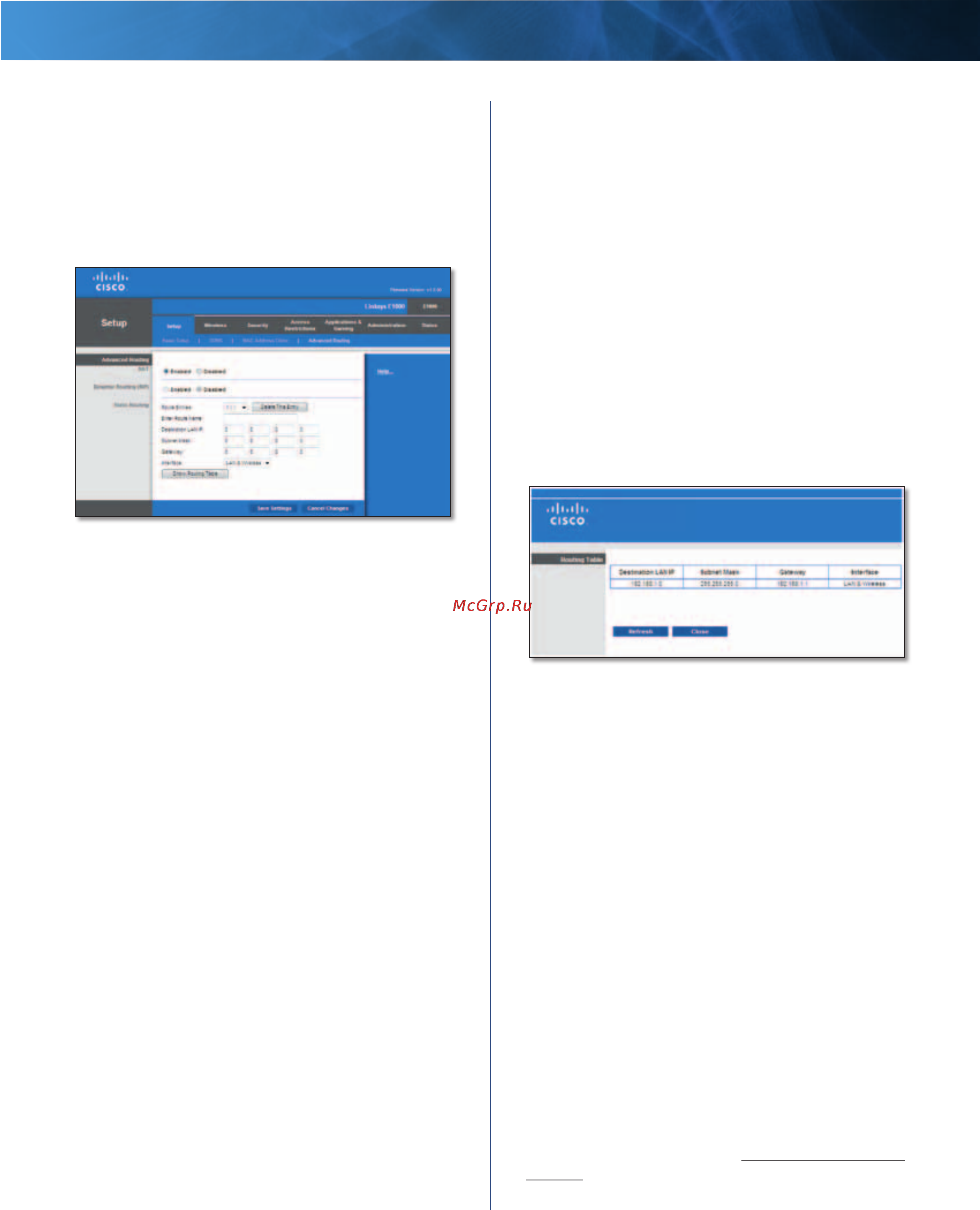 Linksys E1000 [22/60] Setup advanced routing