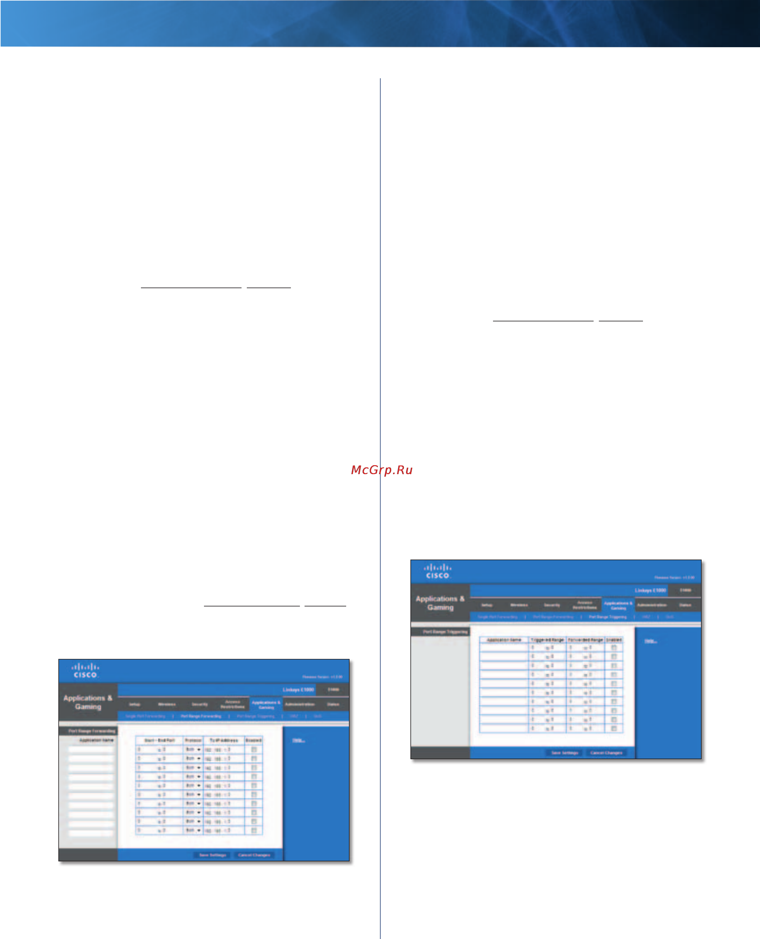 Linksys E1000 [31/60] Port range triggering