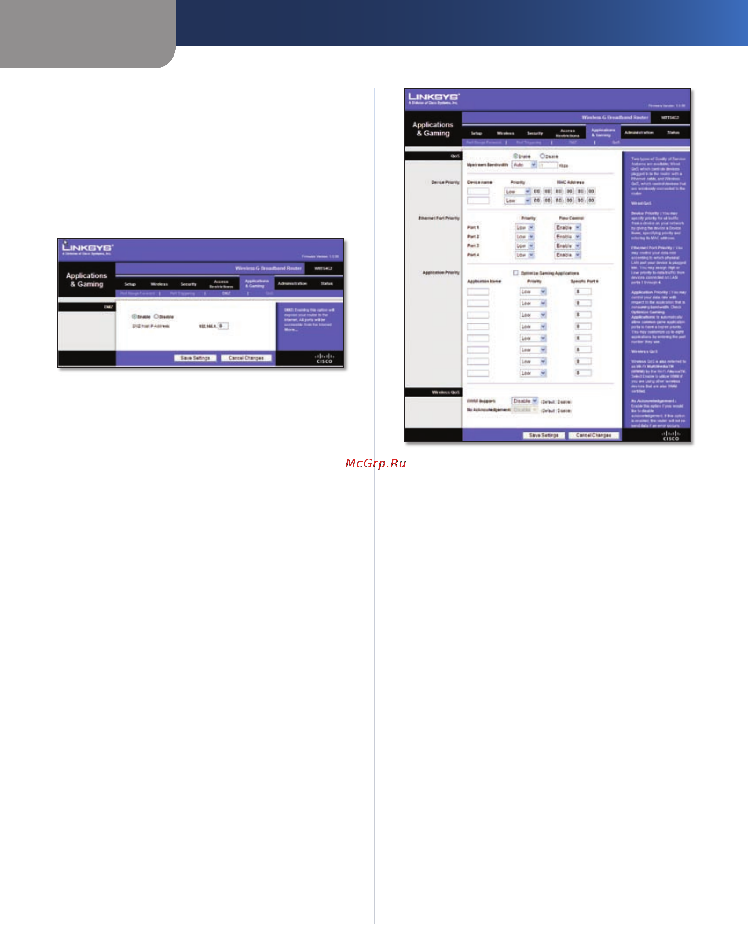 Linksys WRT54G2 [114/368] Applications and gaming aplicaciones y juegos dmz