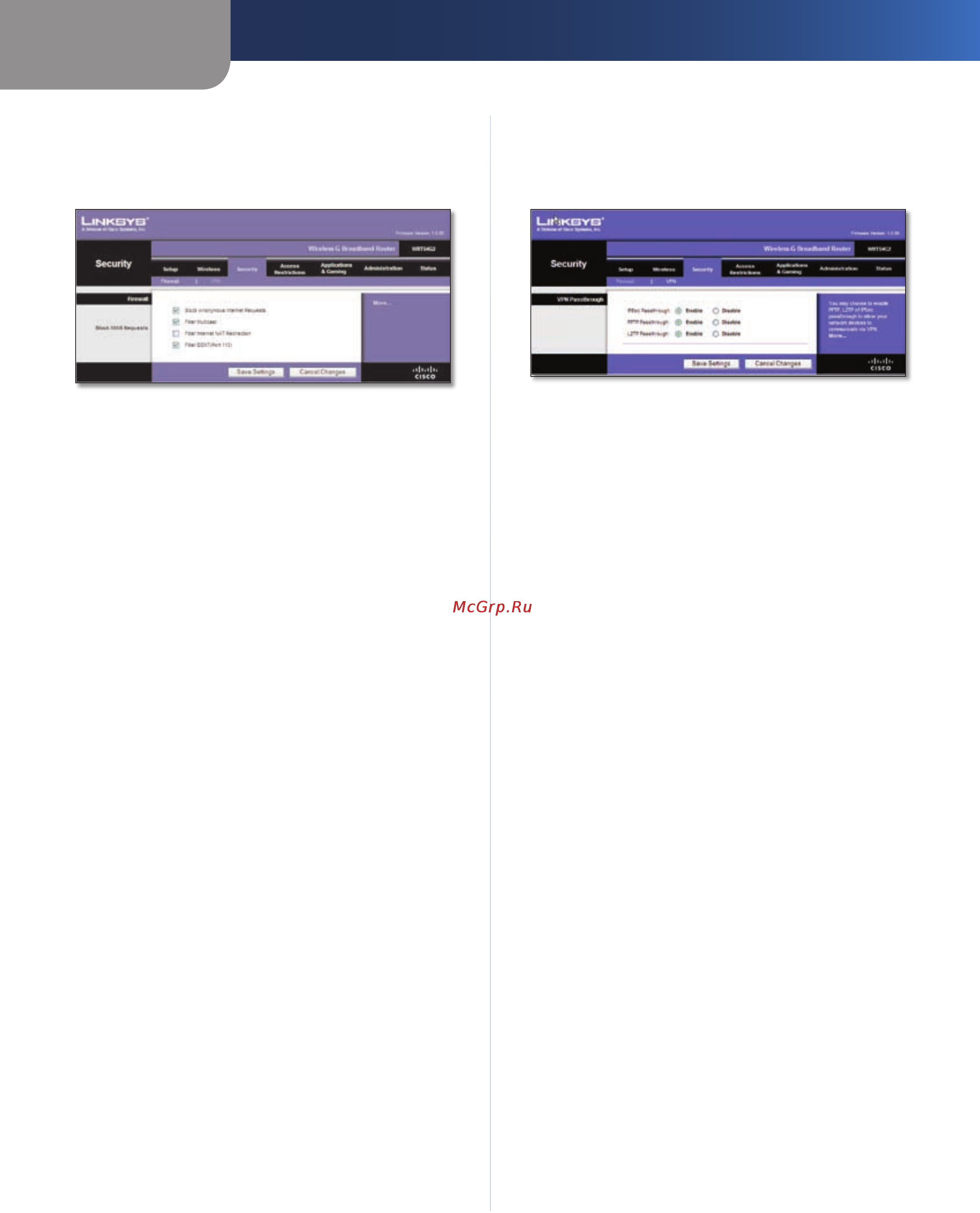 Linksys WRT54G2 [19/368] Security firewall