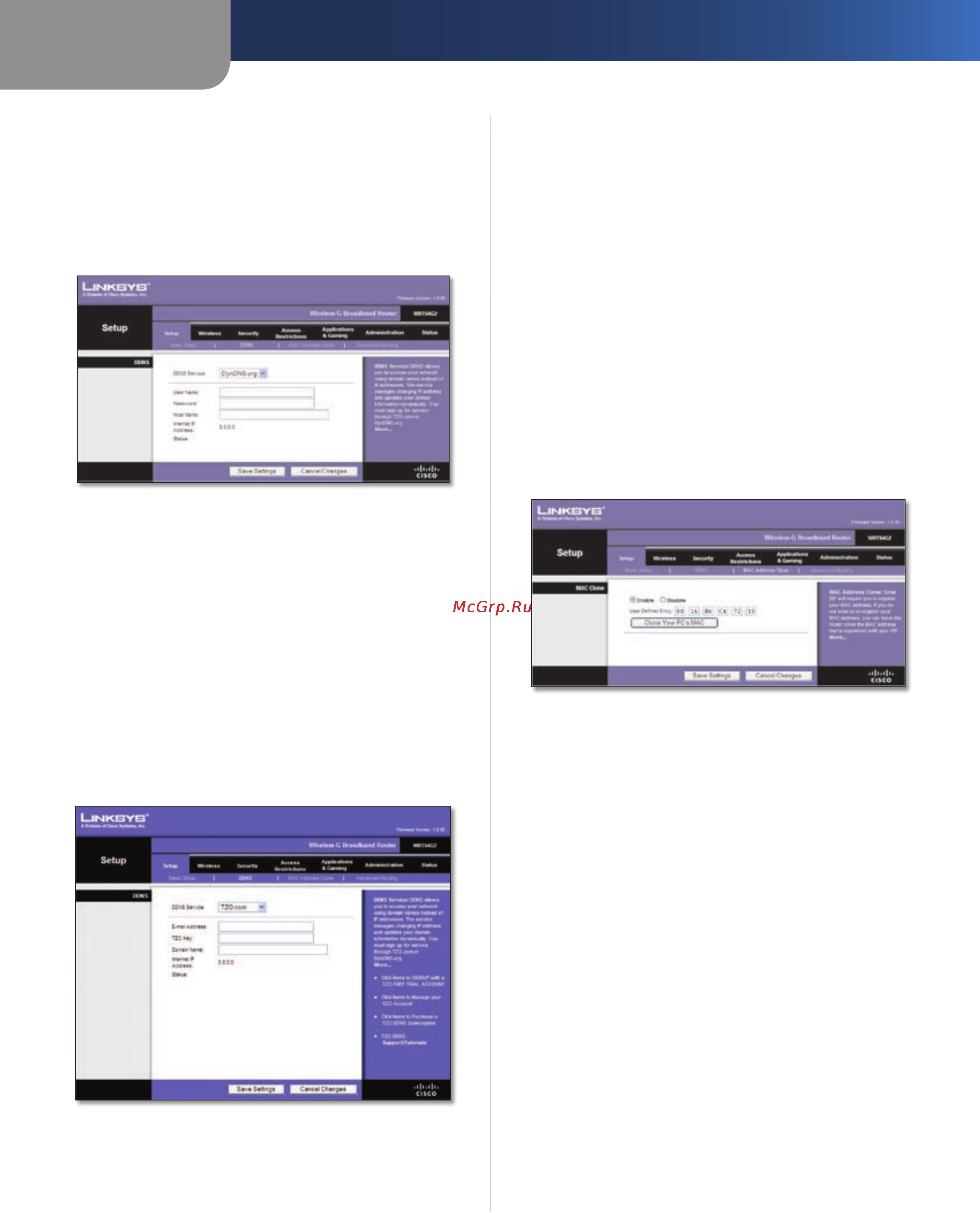Linksys WRT54G2 [196/368] Setup mac address clone configurazione clonazione indirizzo mac