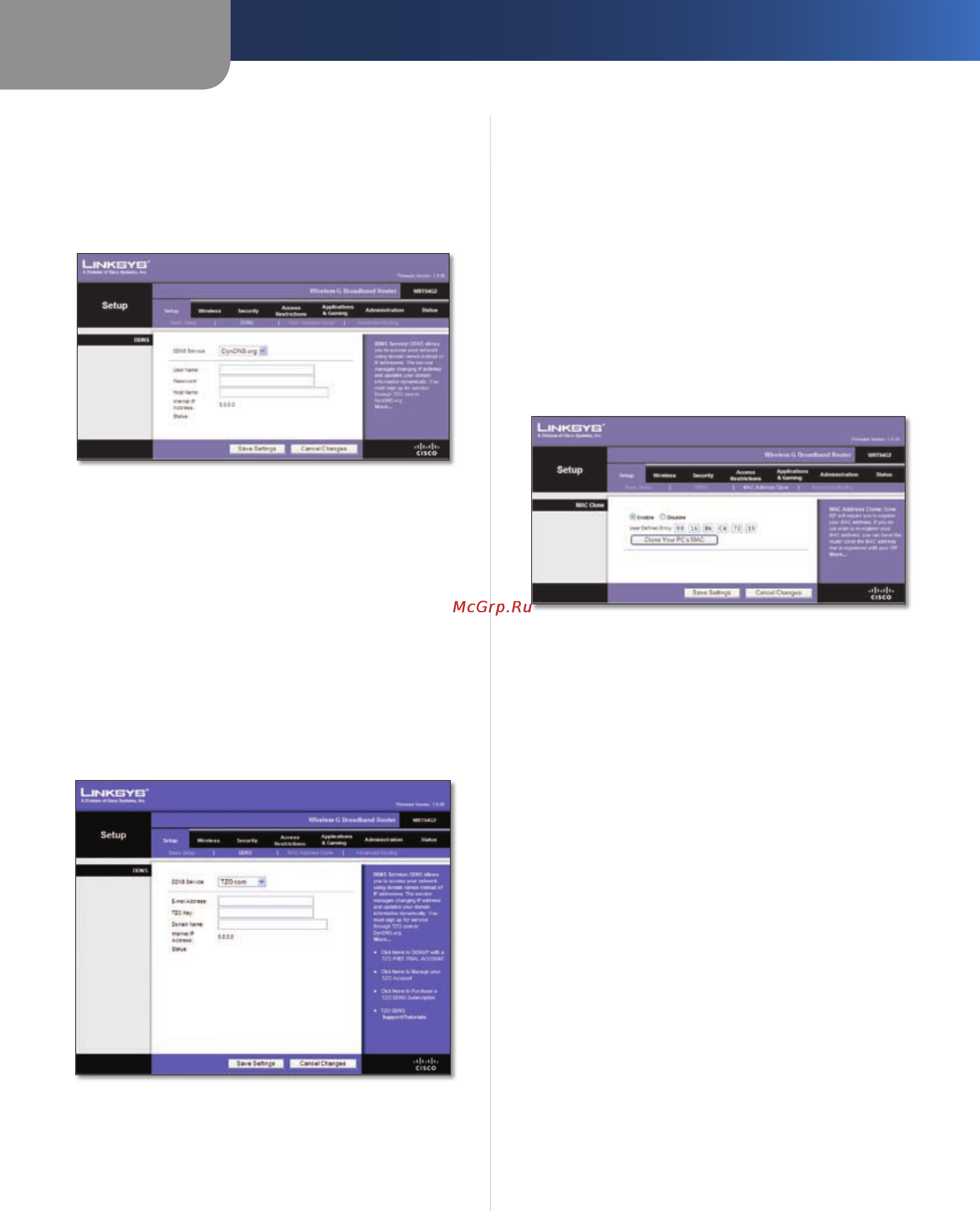 Linksys WRT54G2 [242/368] Setup instellingen mac address clone mac adres klonen