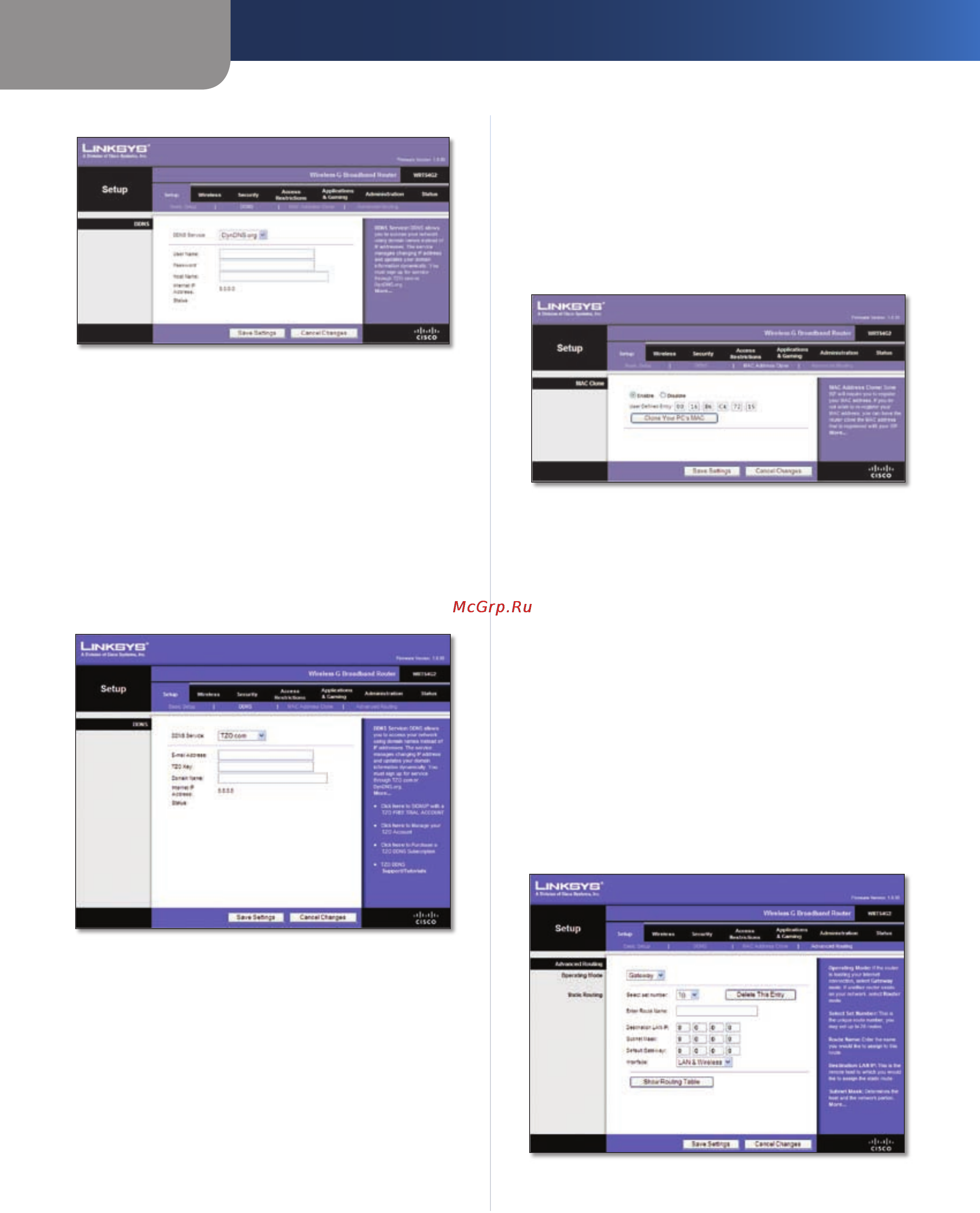 Linksys WRT54G2 [334/368] Configuração mac address clone