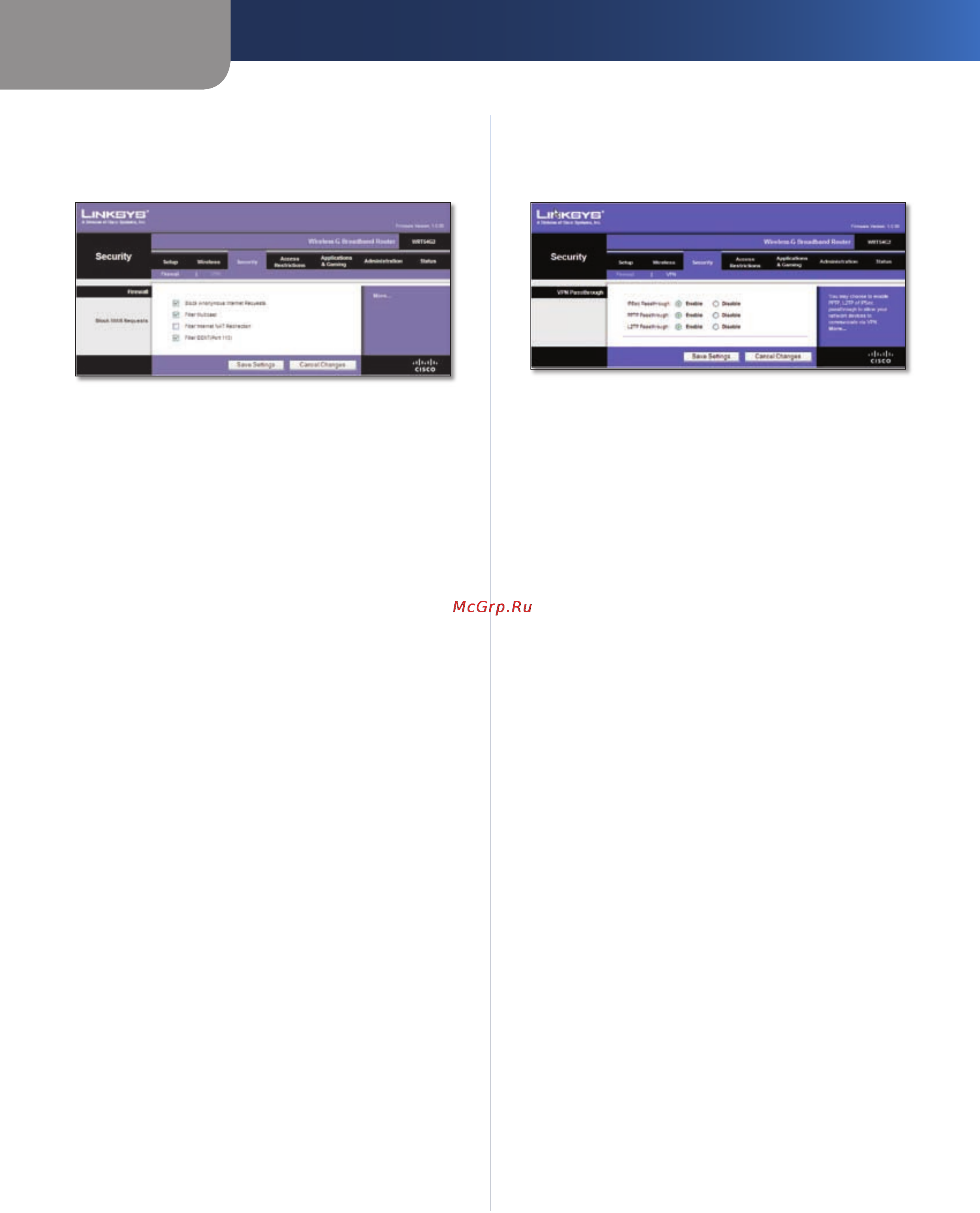 Linksys WRT54G2 [341/368] Segurança firewall