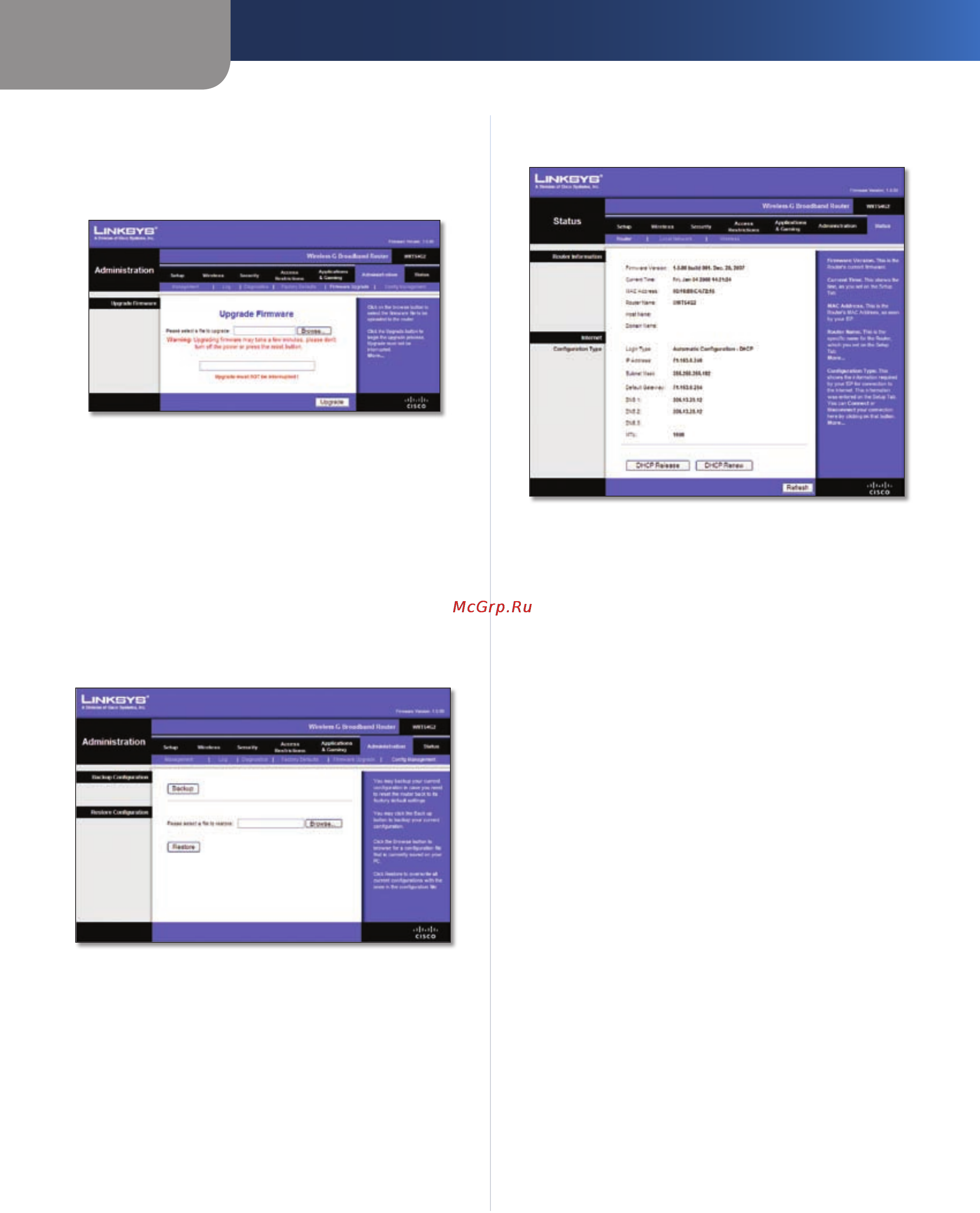 Linksys WRT54G2 [347/368] Administração atualização do firmware