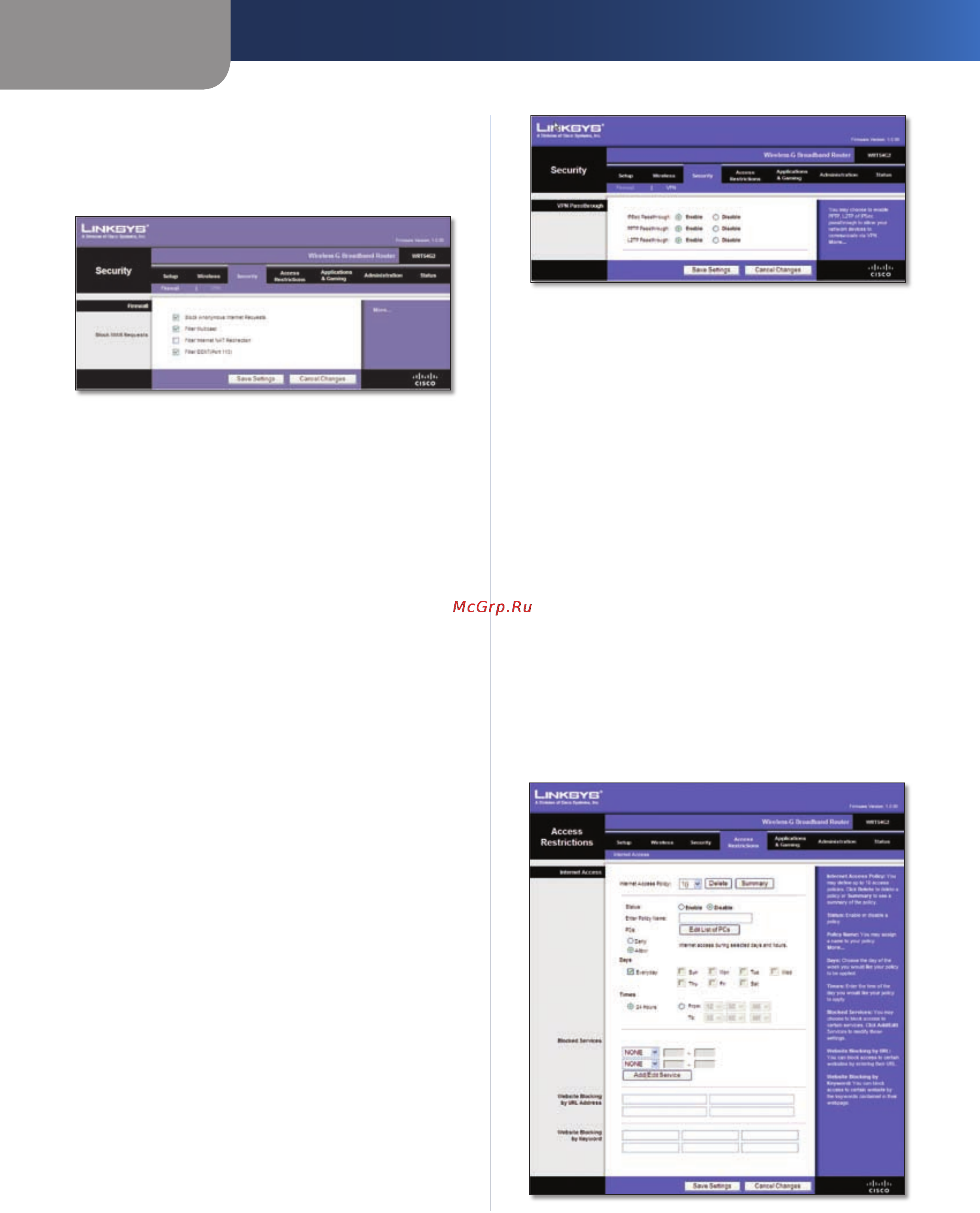 Linksys WRT54G2 [65/368] Sicherheit firewall