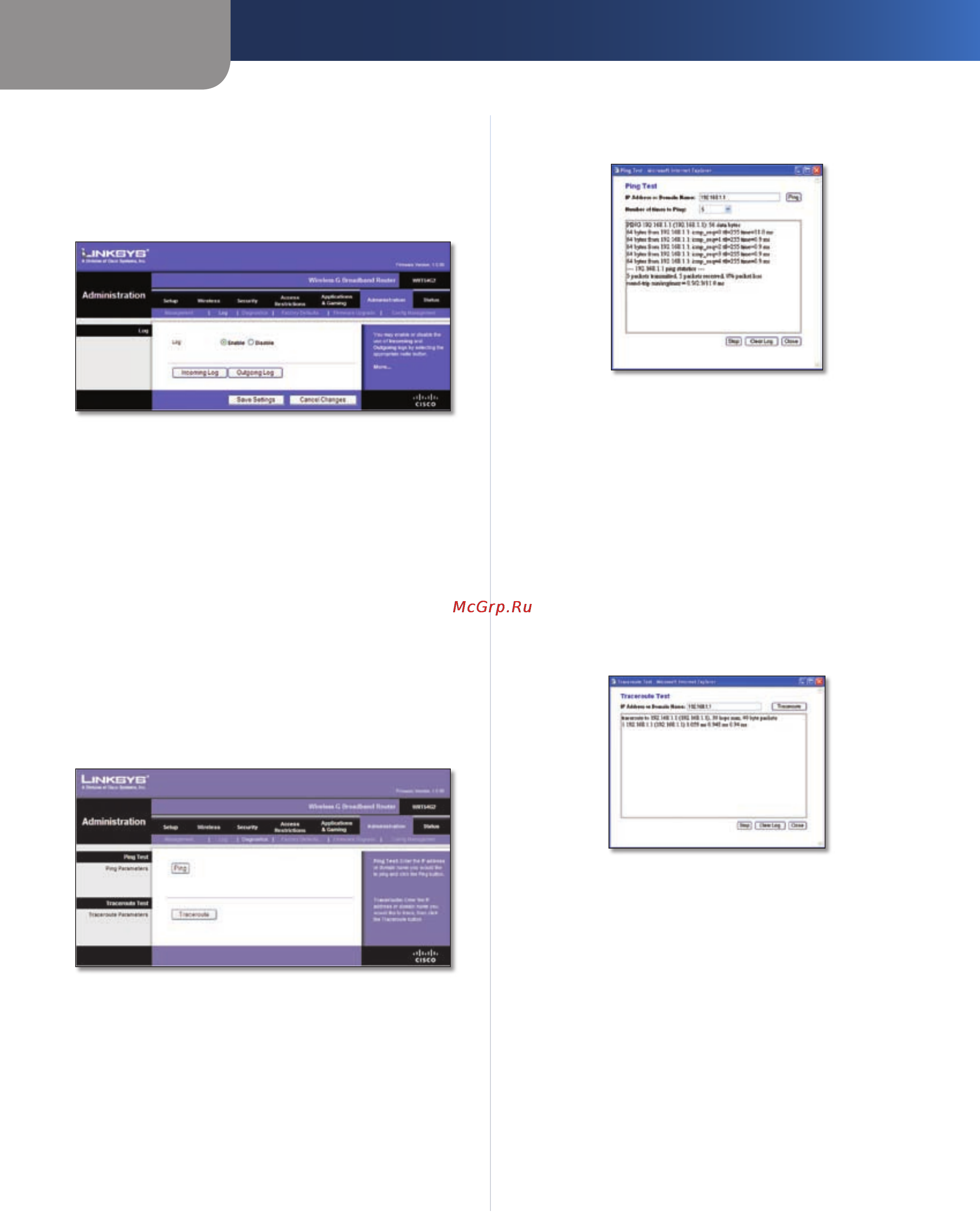 Linksys WRT54G2 [70/368] Verwaltung protokoll