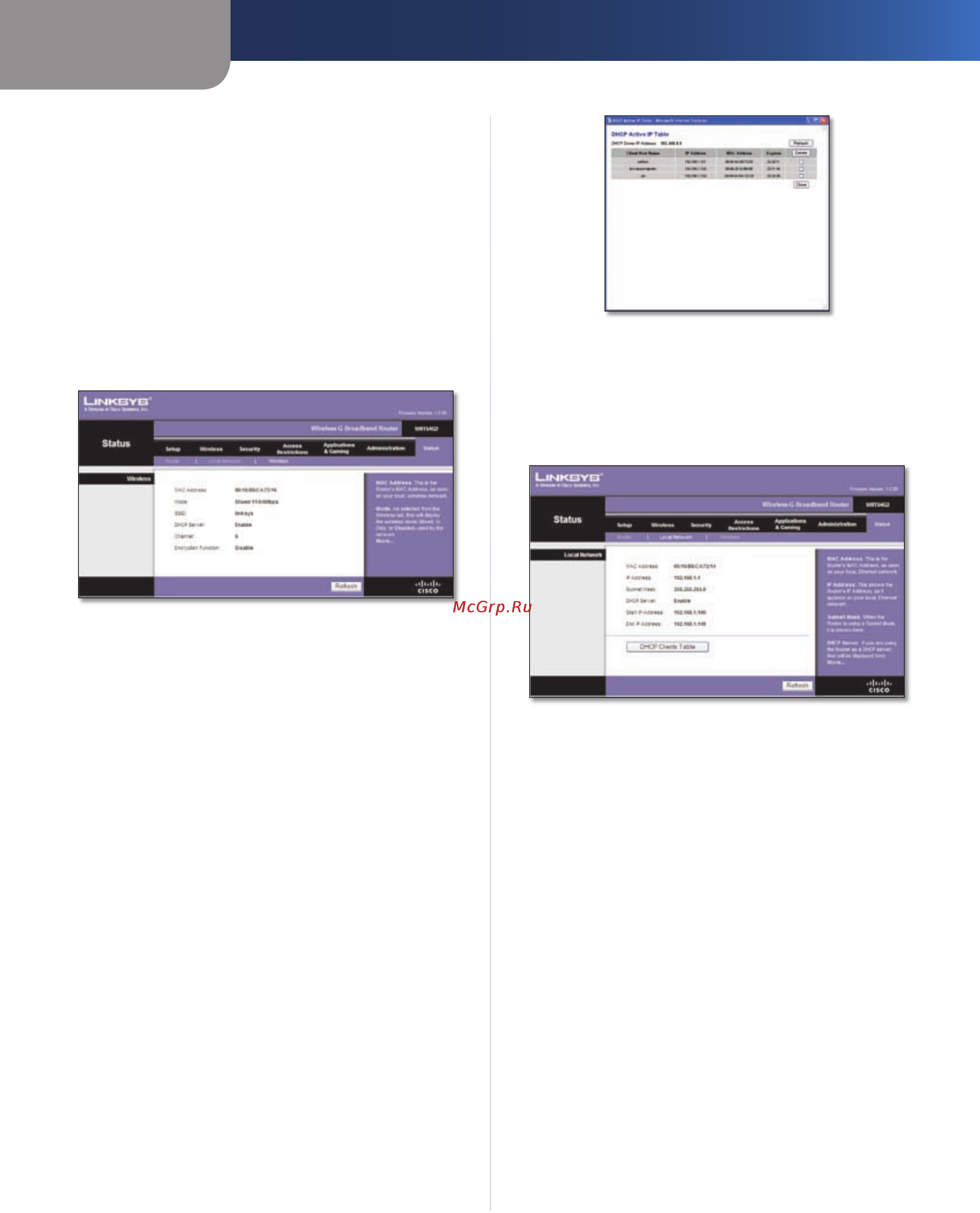 Linksys WRT54G2 [72/368] Status lokales netzwerk