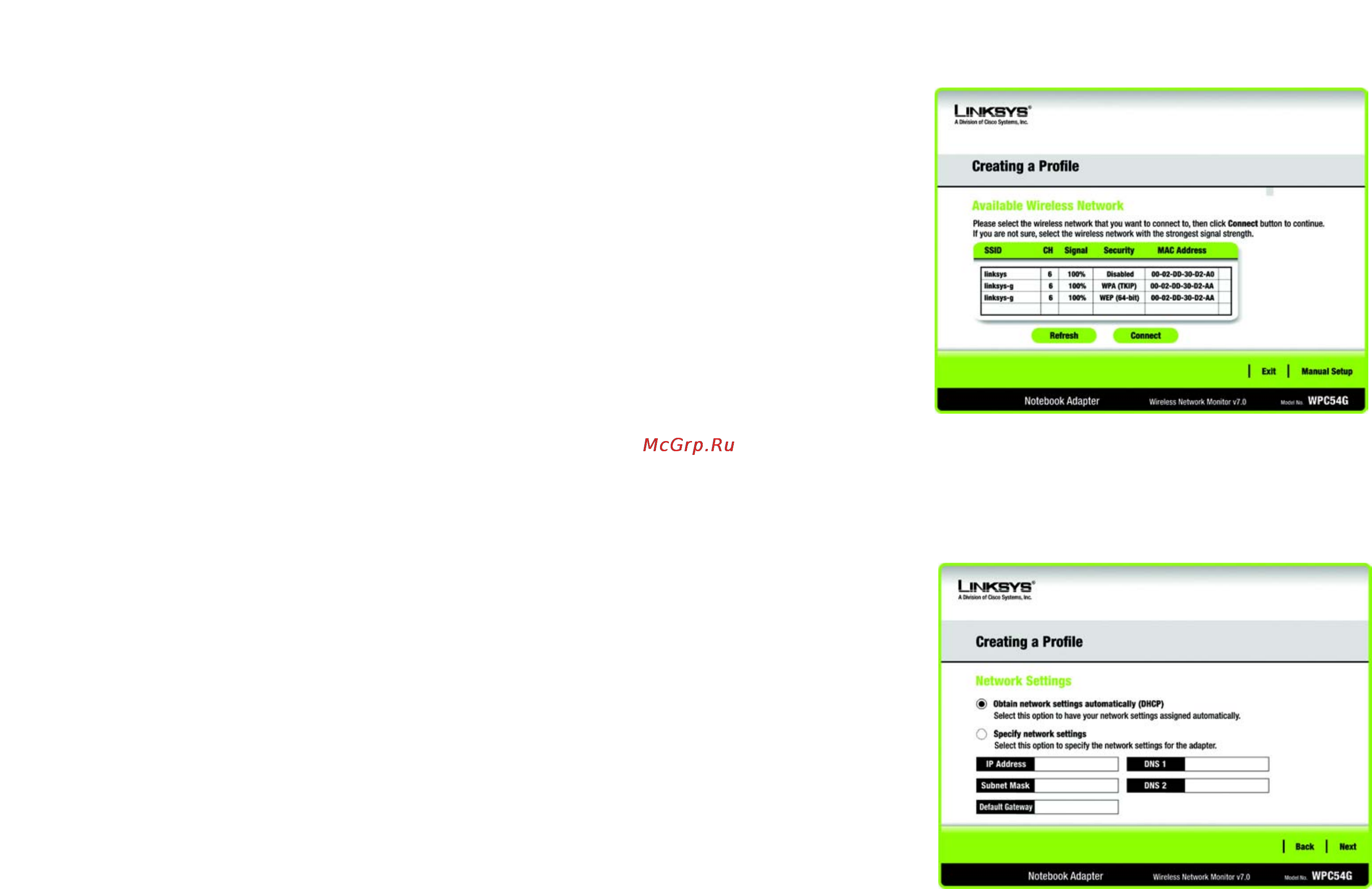 Linksys WPC54G [17/65] Manual setup