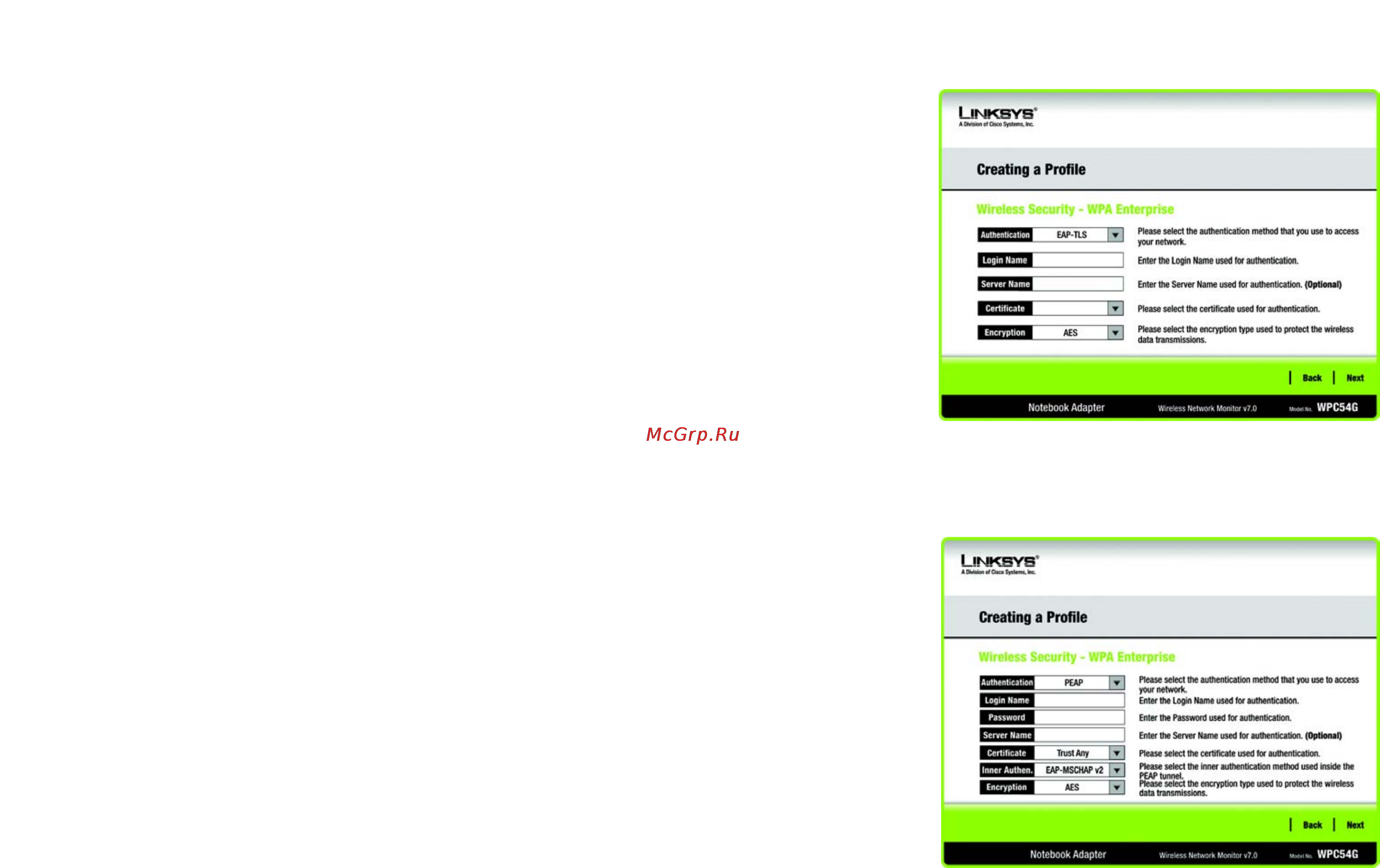 Linksys WPC54G [21/65] Wpa enterprise