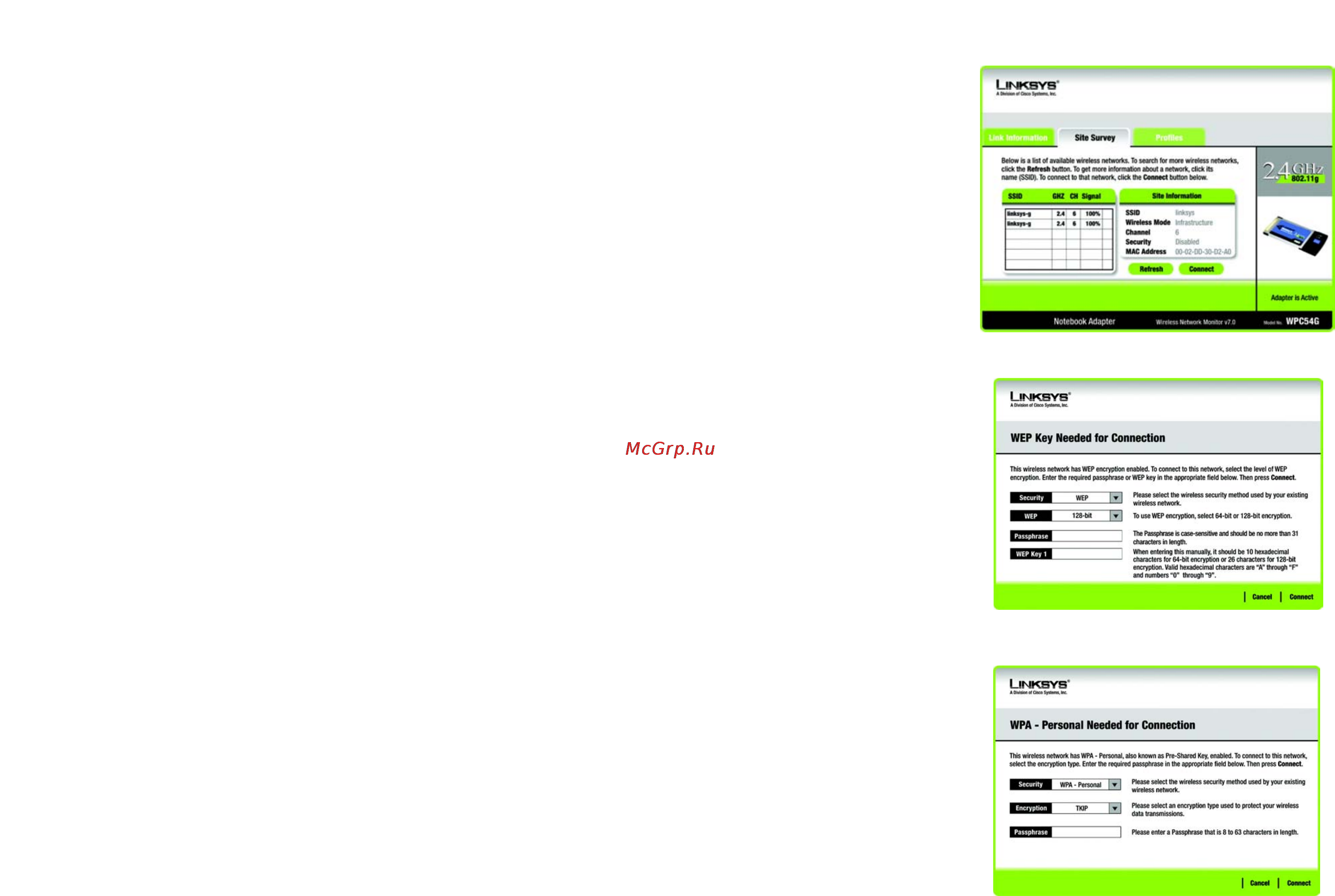 Linksys WPC54G [28/65] Site survey