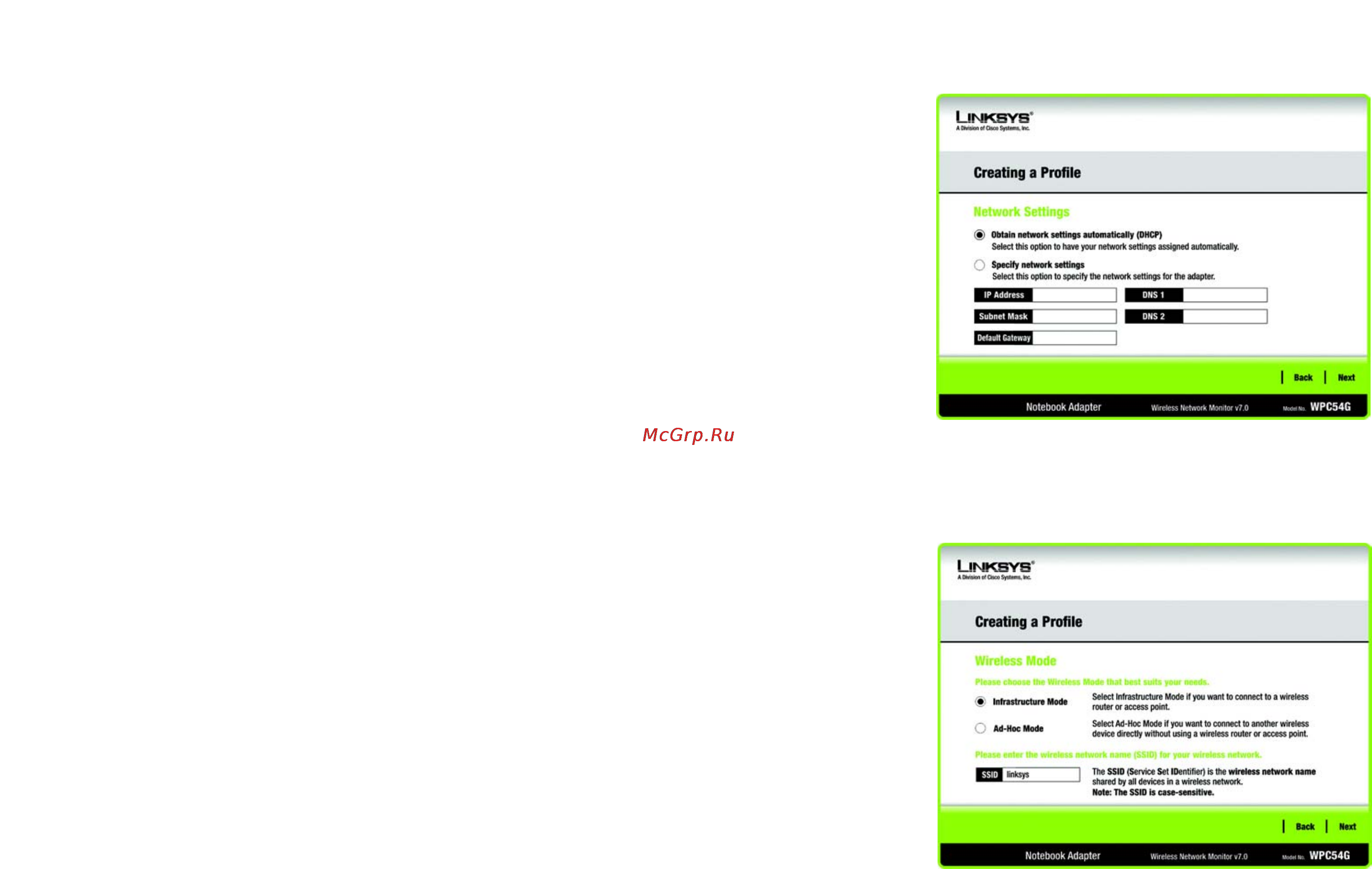 Linksys WPC54G [33/65] Manual setup