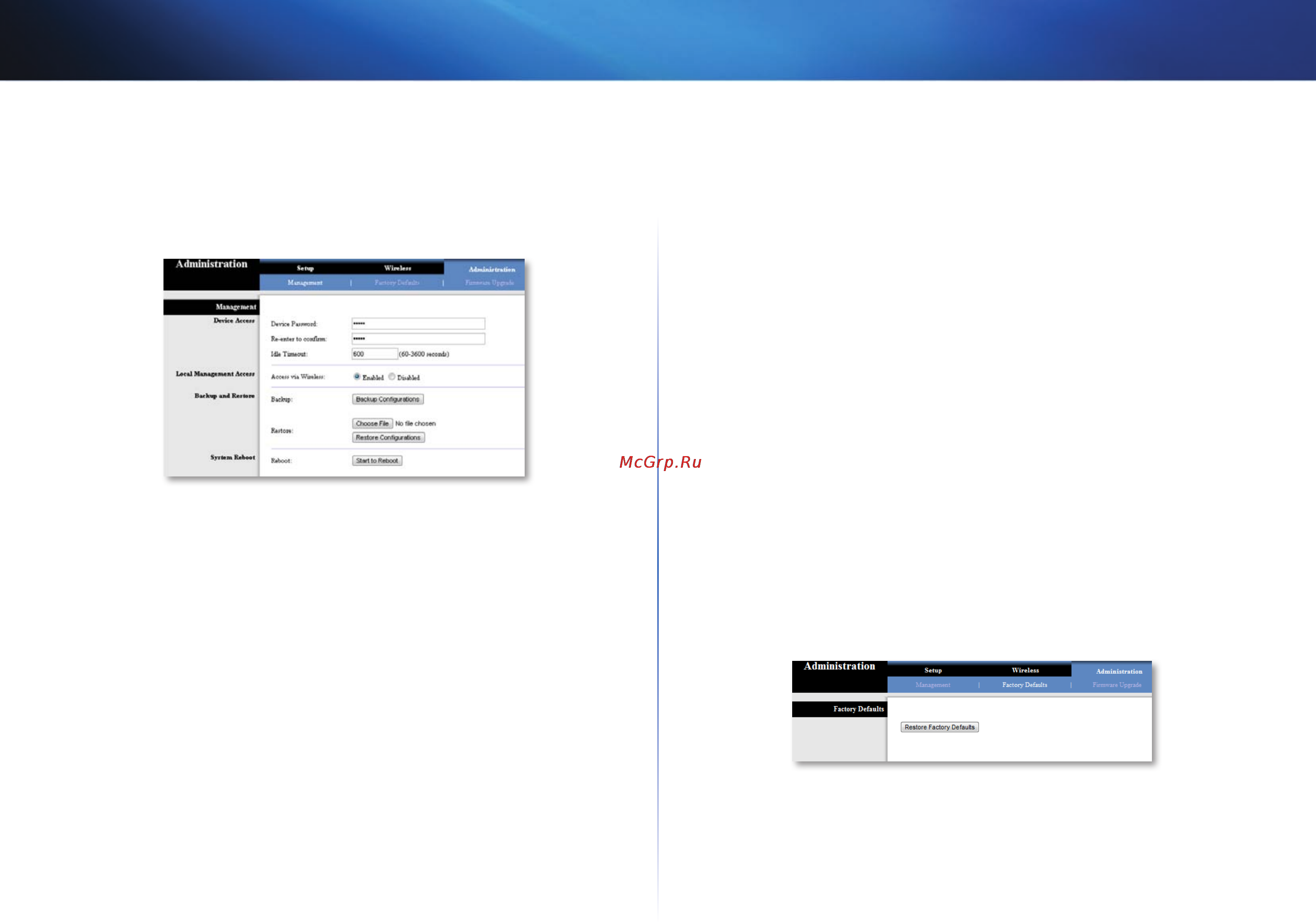 Linksys WUMC710 [166/289] Administrasi default pabrik