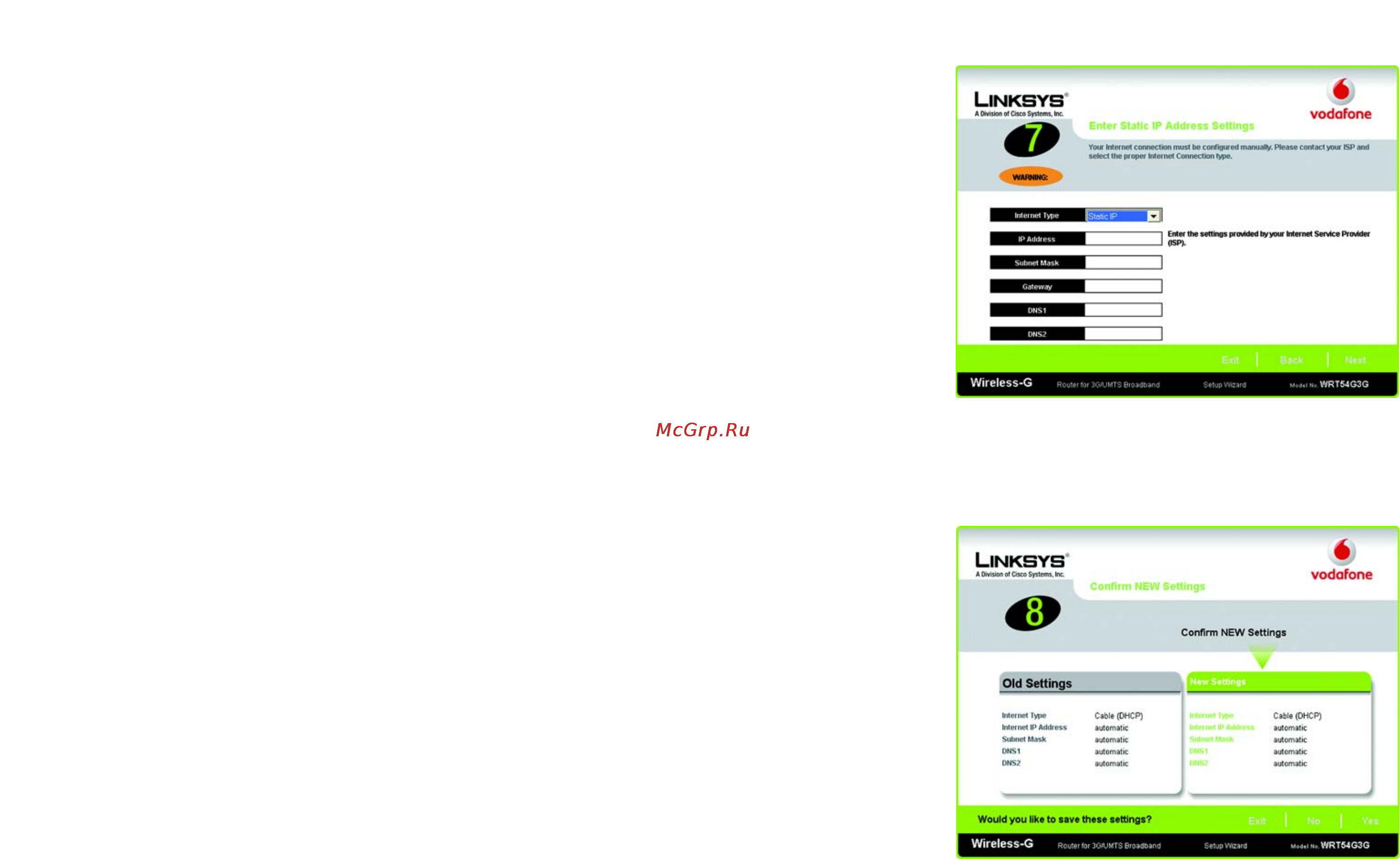 Linksys WRT54G3G [44/165] Static ip