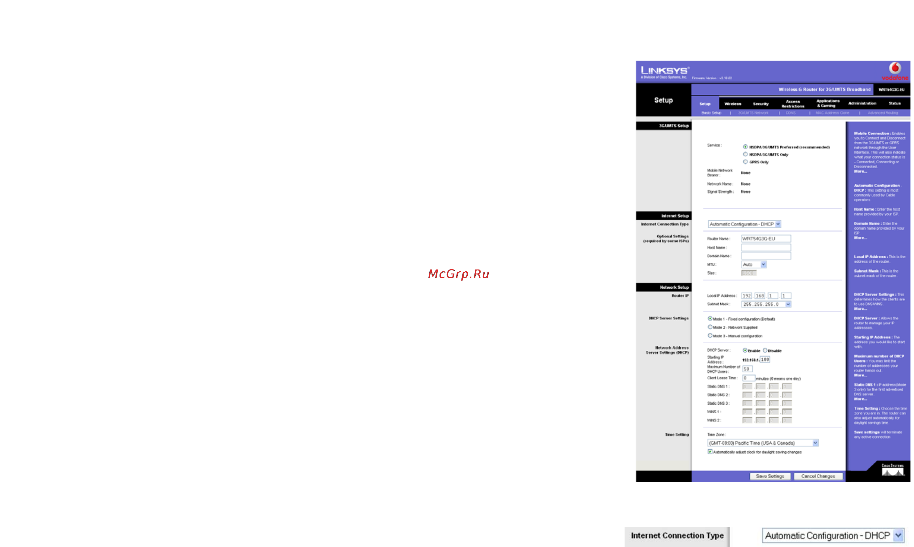 Linksys WRT54G3G [66/165] The setup tab basic setup