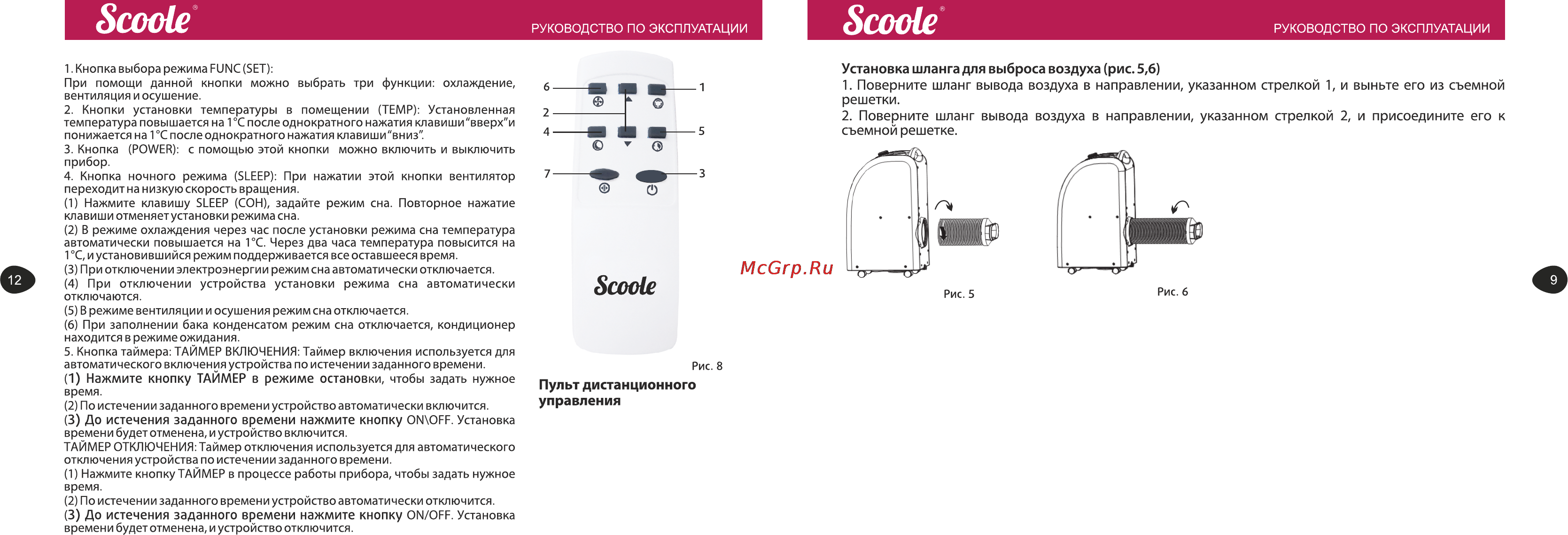 Scoole SC AC 09C PE [9/10] Пульт дистанционного управления