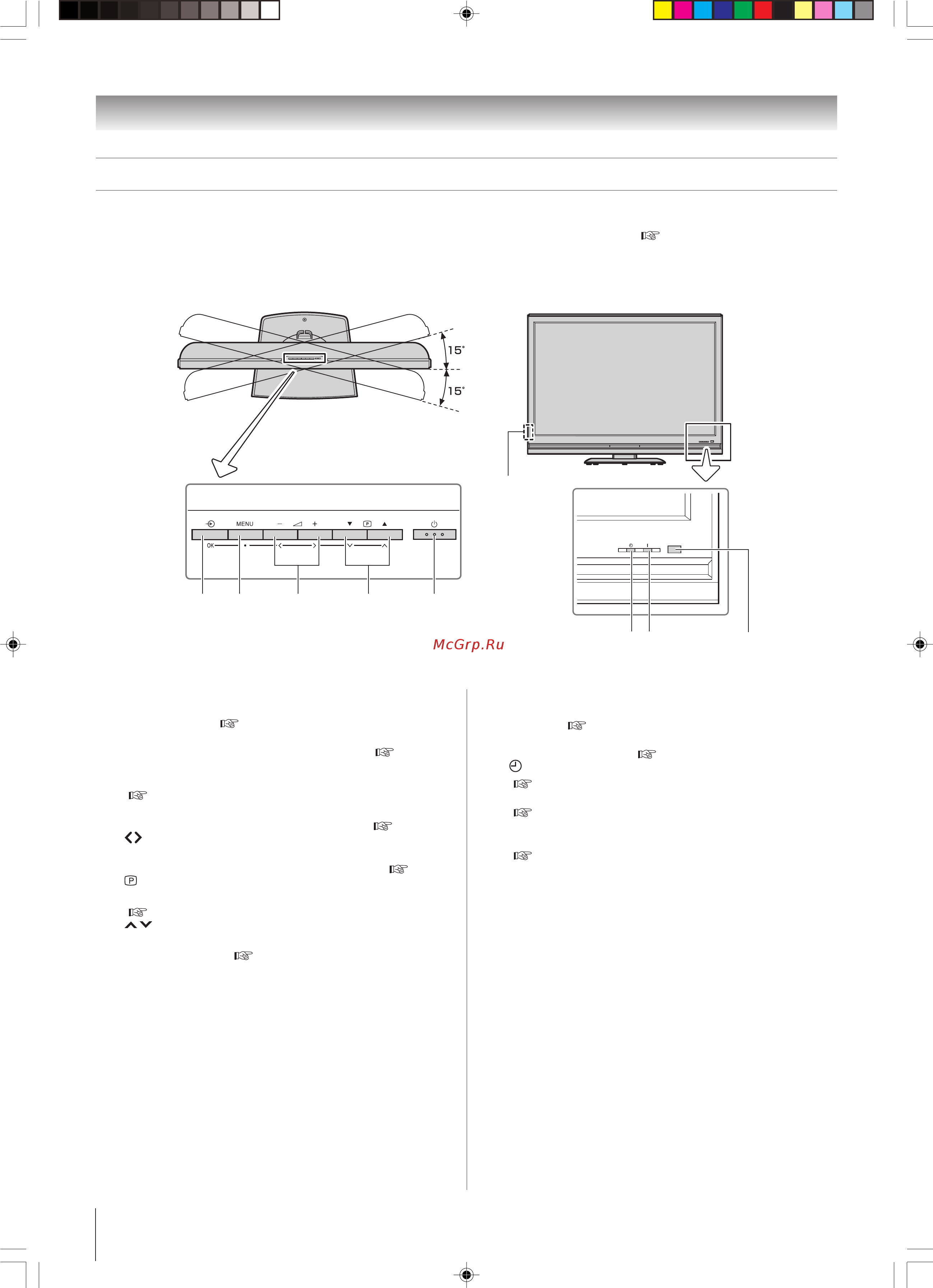 Toshiba 47 WL66 R [8/30] Кнопки управления на вepxней и передней пaнeли тeлeвизоpa