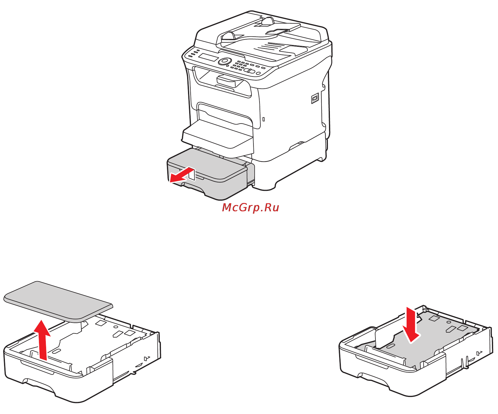Xerox Phaser 6121MFP/S [70/268] Загрузка бумаги в устройство подачи на 500 листов