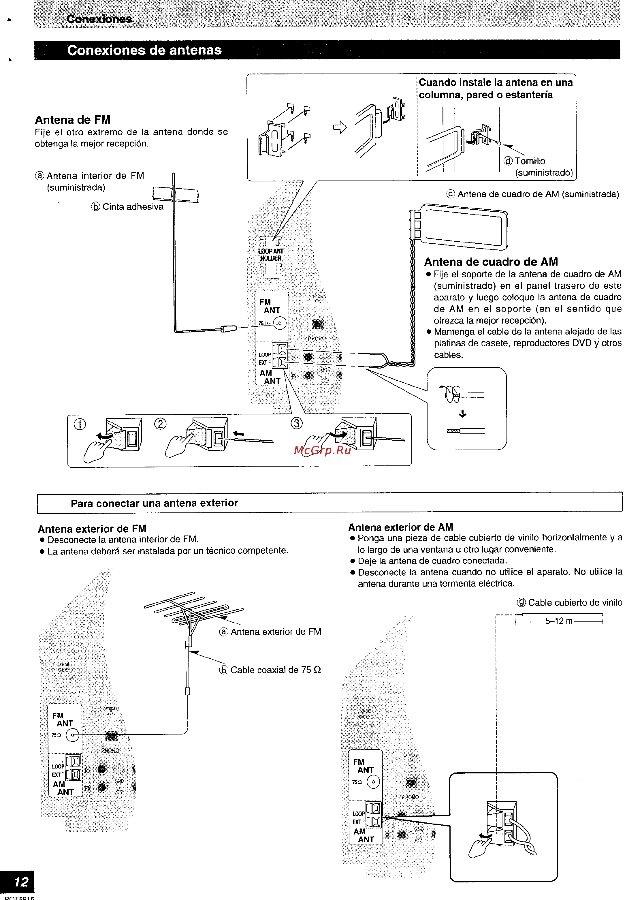 Technics SA-DX750 [12/56] Antena exterior de am