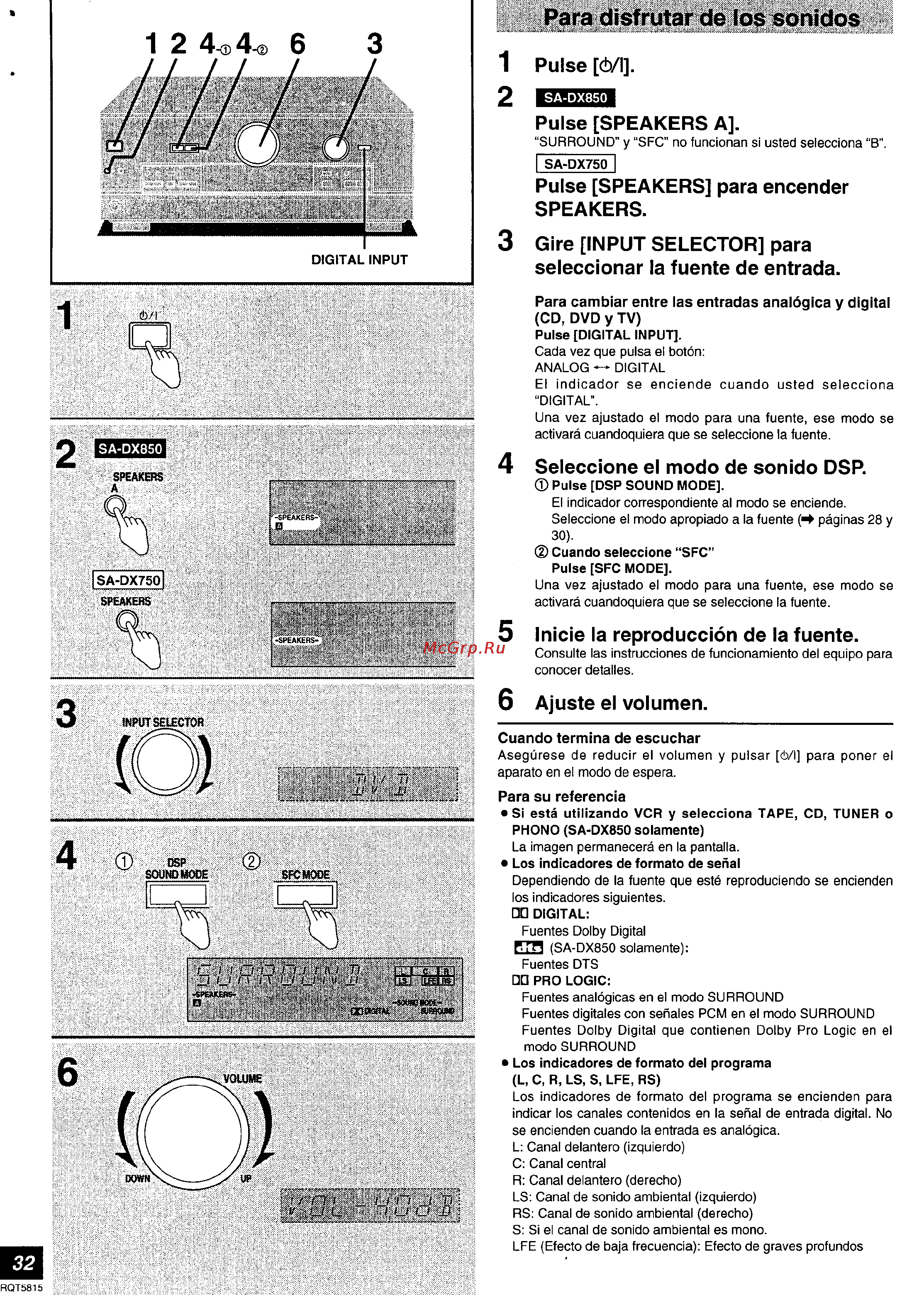 Technics SA-DX850 [32/56] Para disfrutar de los sonidos