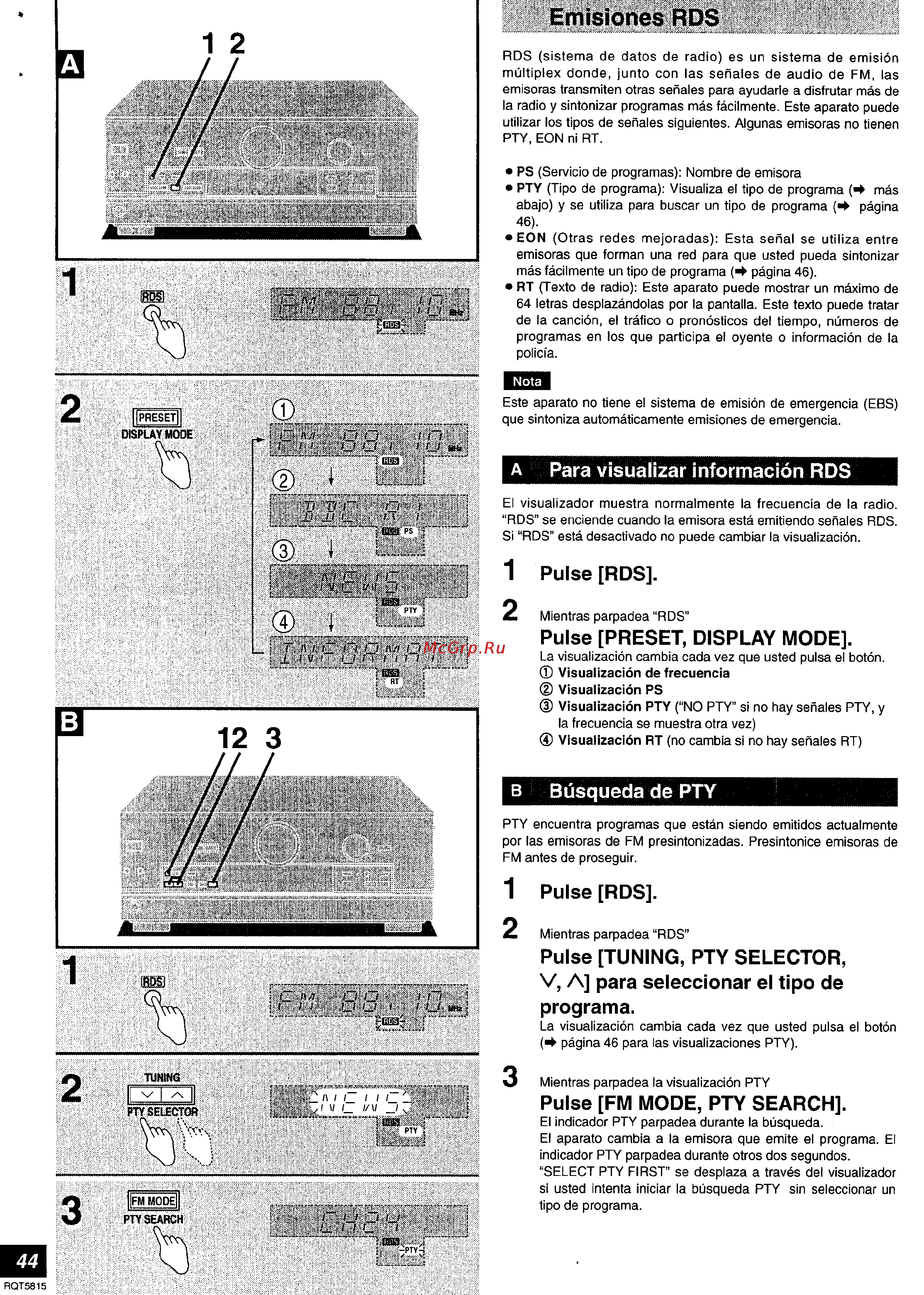 Technics SA-DX750 [44/56] Emisiones rds