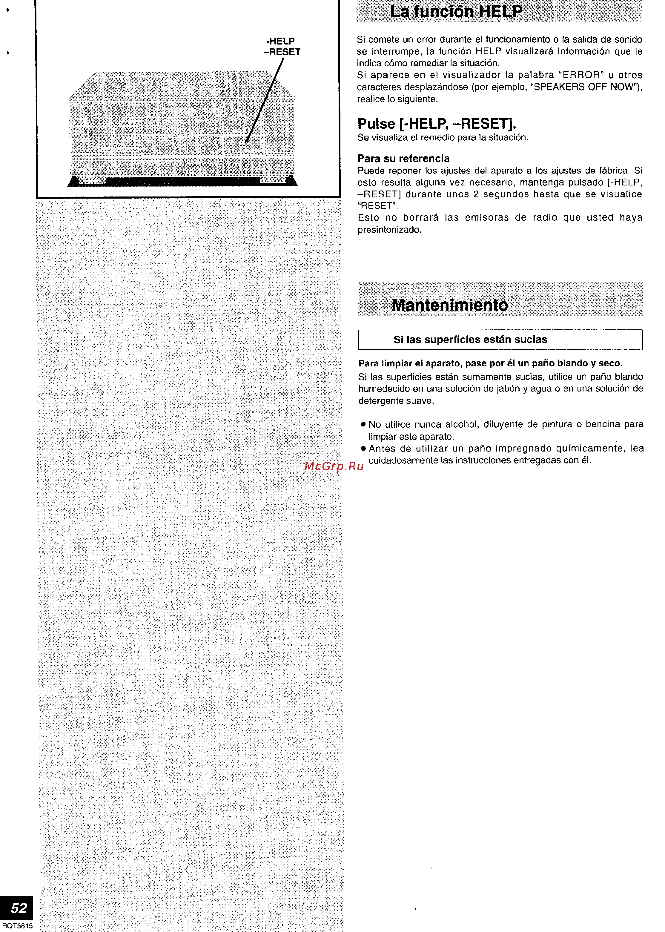 Technics SA-DX850 [52/56] La función help