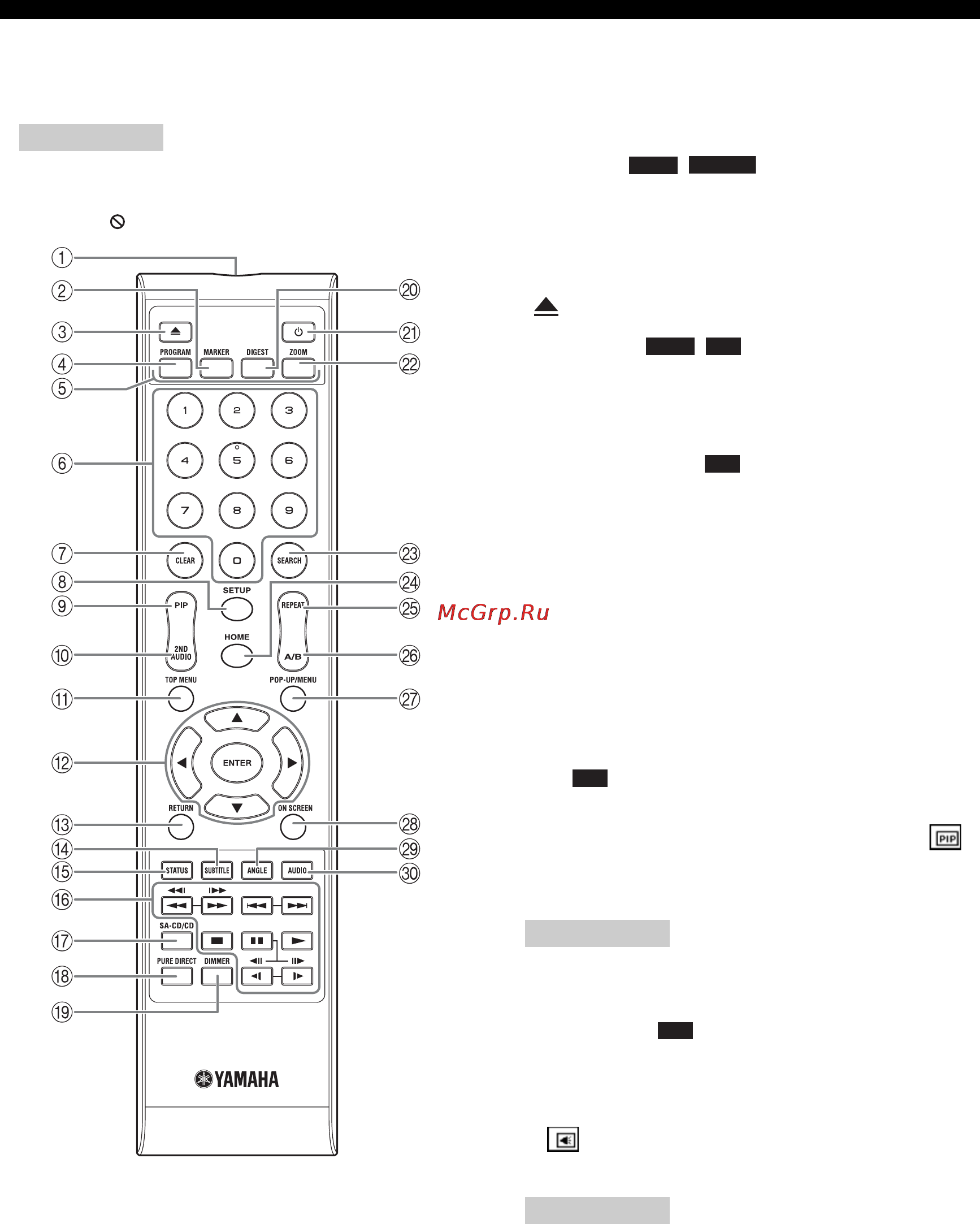 Yamaha BD-S1067 Titan [8/98] Пульт дистанционного управления