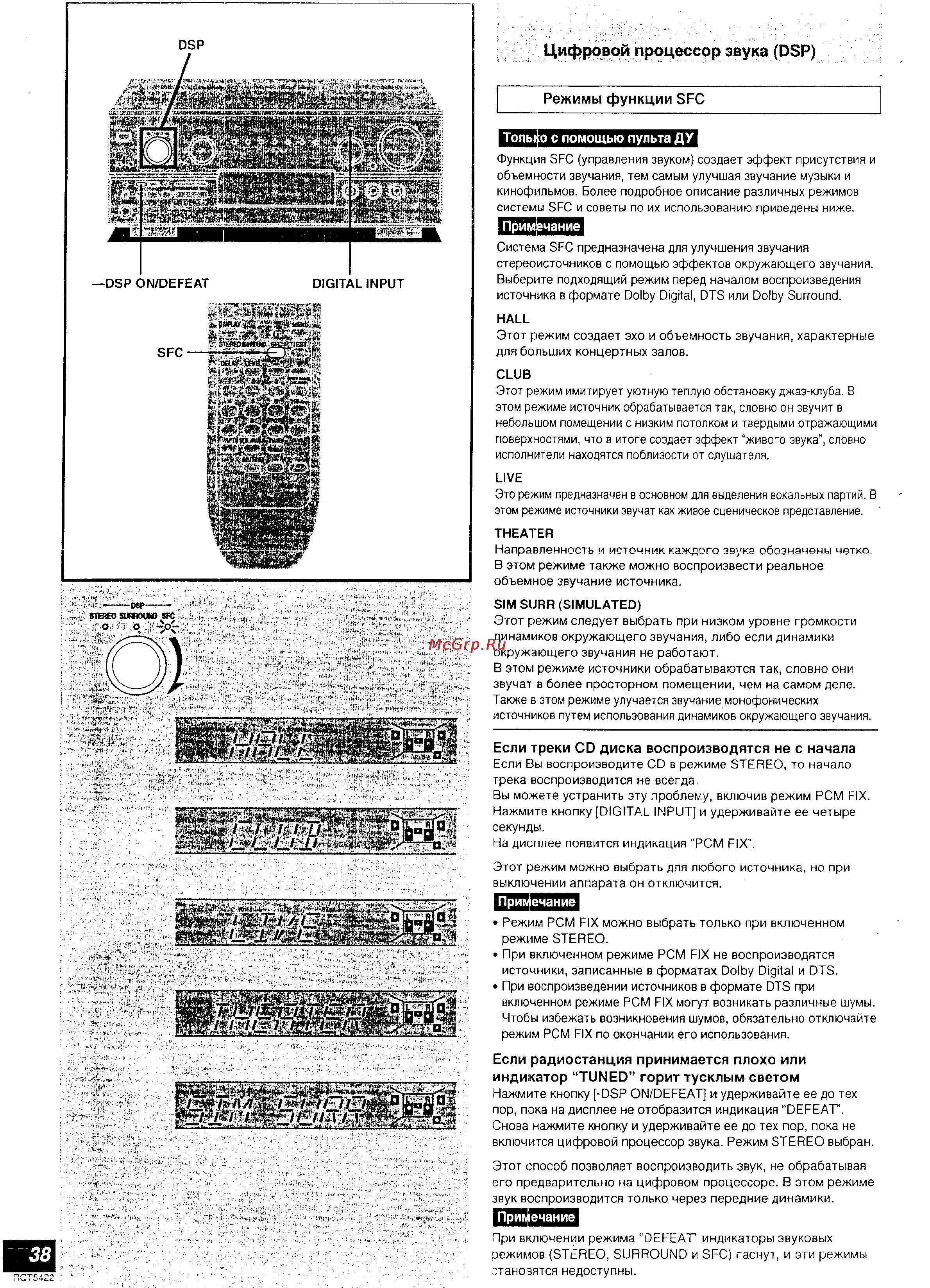 Technics SA-DX940 [20/39] Цифровой процессор звука dsp