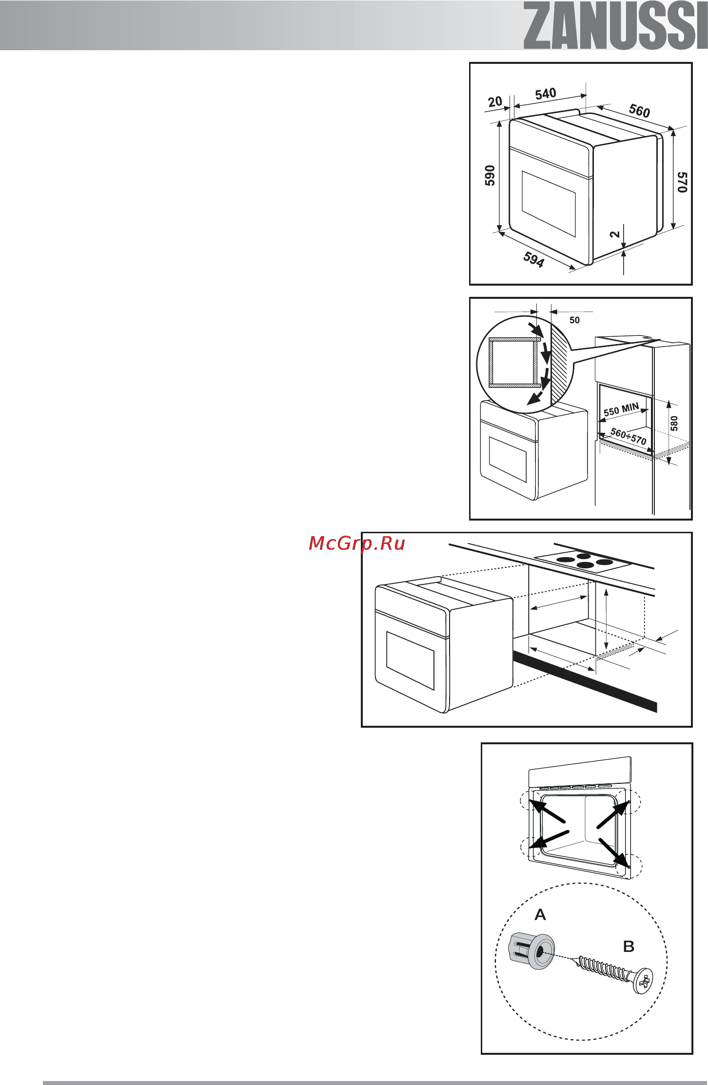 Zanussi ZOB 335 X [20/48] Beépítési utasítások