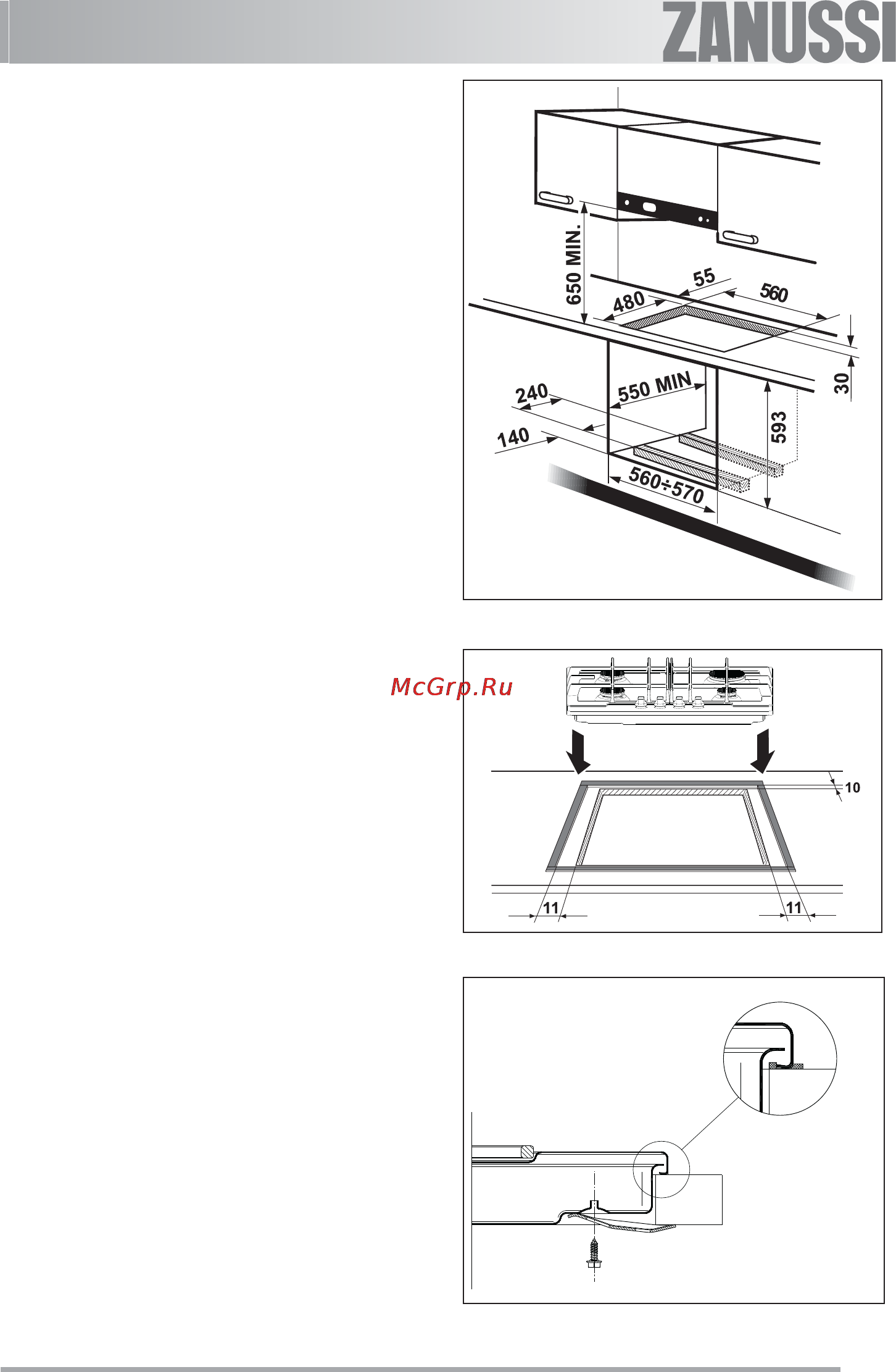 Zanussi ZGS 685 CTX [21/25] Встраивание и крепление к мебели